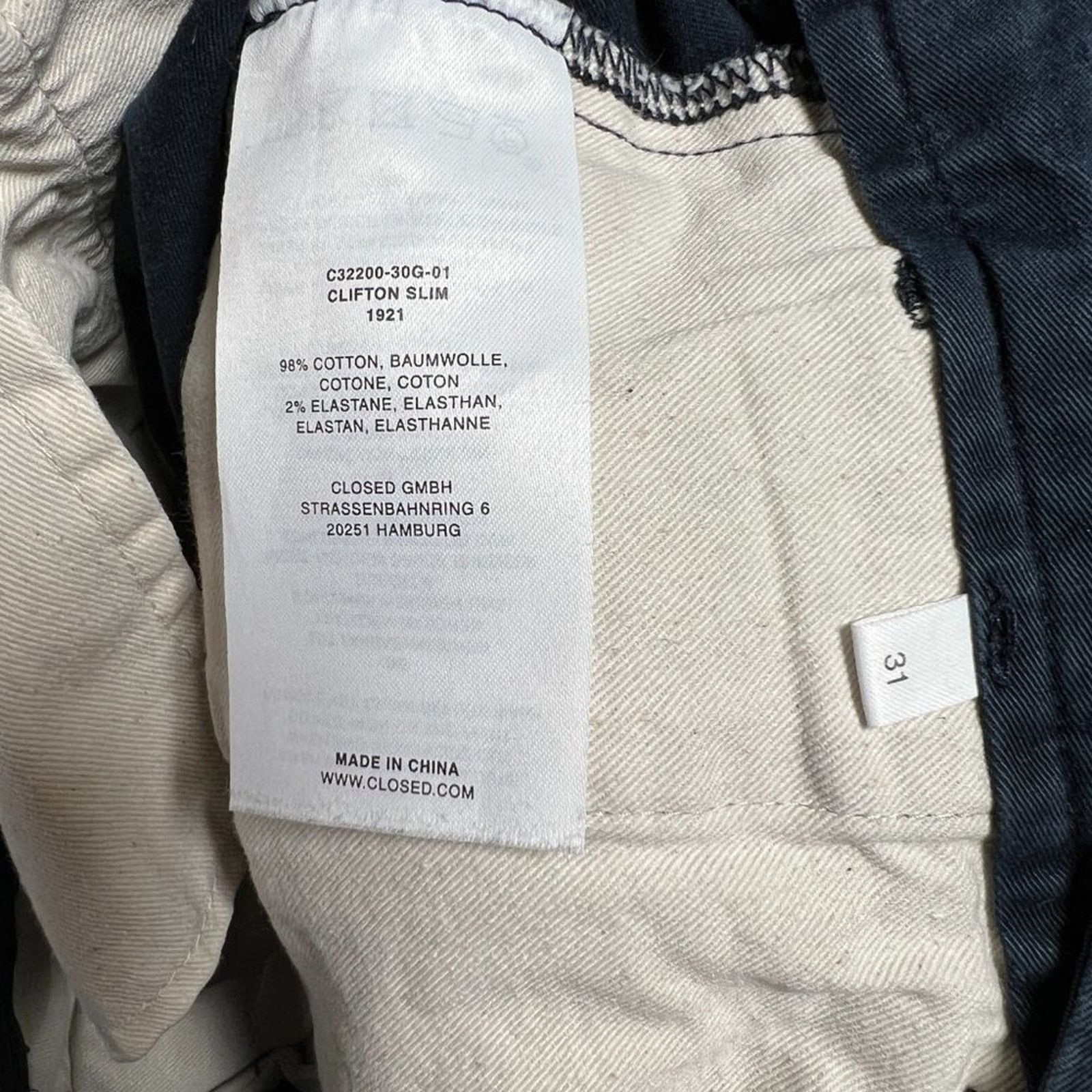 CLOSED Closed Clifton Slim Chino Dark Navy Blue Size 31x28 Size US 31 - 4 Thumbnail