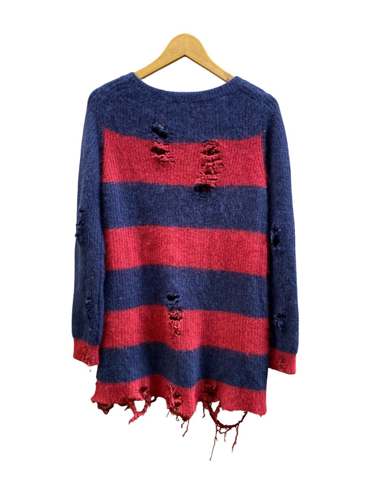 Hysteric Glamour × If Six Was Nine × Issey Miyake Japanese Simplicite Distressed Stripe Grunge Mohair Sweater Size US M / EU 48-50 / 2 - 2 Thumbnail