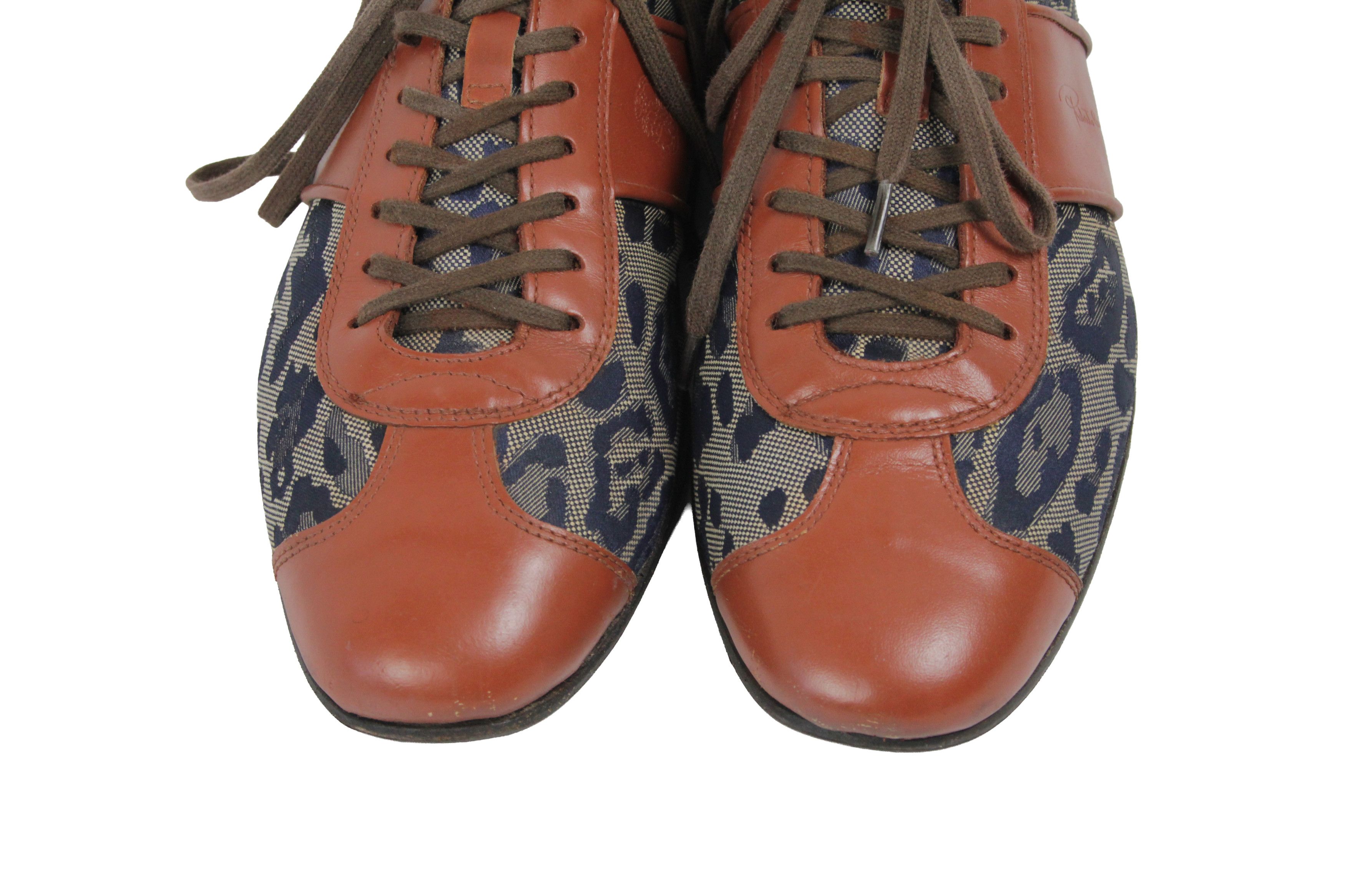 Roberto Cavalli 00S Leopard Jacquard Low Sneakers Vintage Size US 10 / EU 43 - 5 Thumbnail