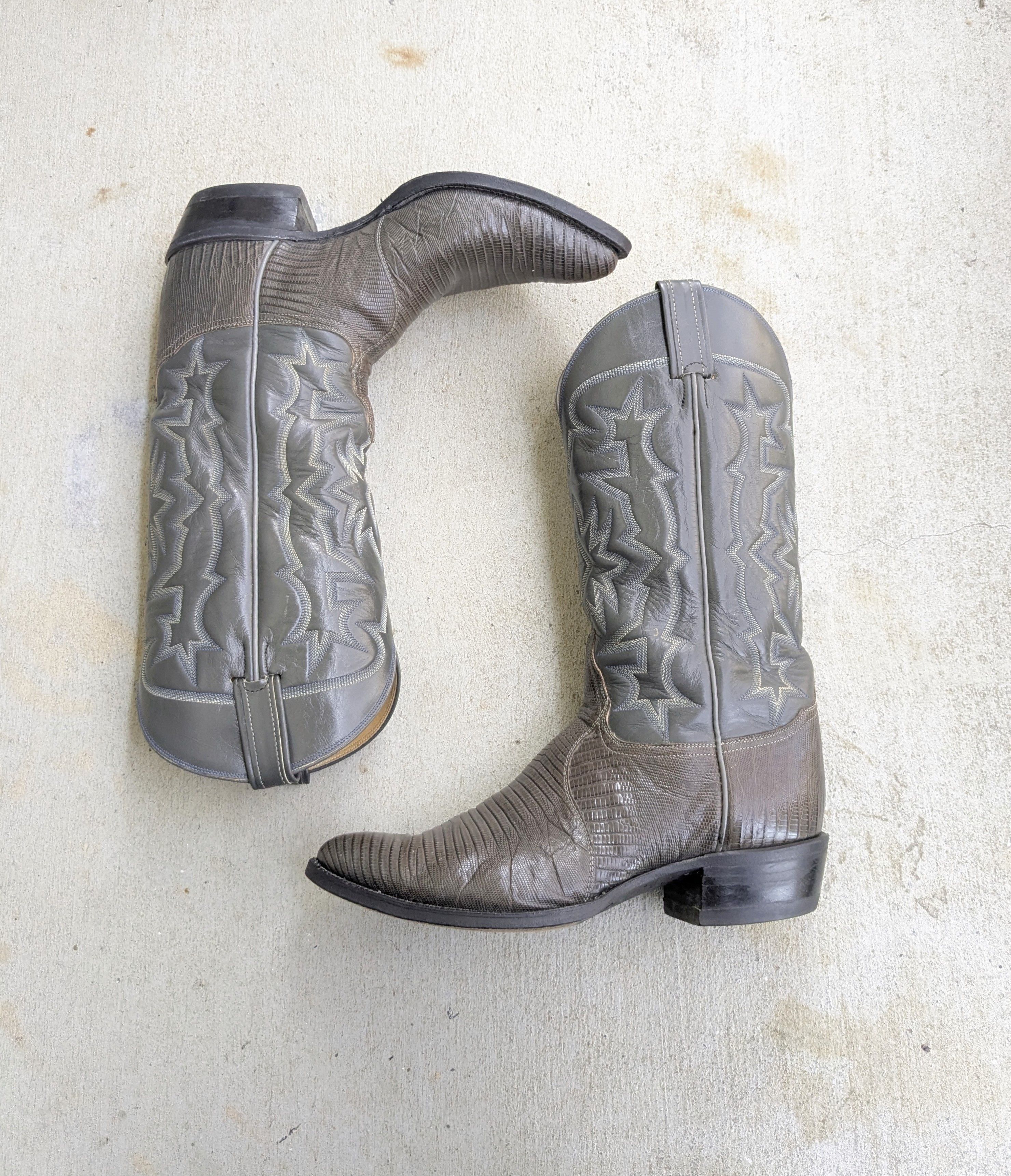 Other Tony Lama Cowboy Boots Lizard Green 9.5 D Leather Gray Size US 9.5 / EU 42-43 - 1 Thumbnail