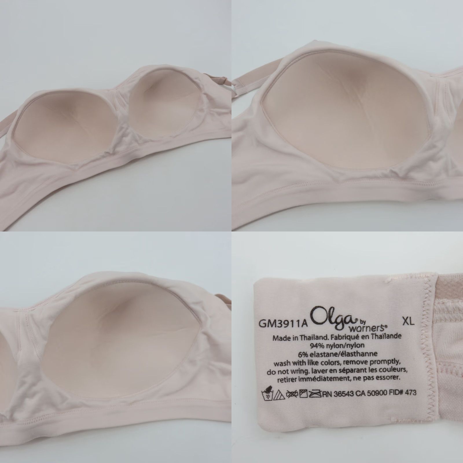 Vintage Olga Bra XL Women Wireless Seamless Smoothing Easy Does It Pink T-Shirt Bra Size ONE SIZE - 8 Thumbnail