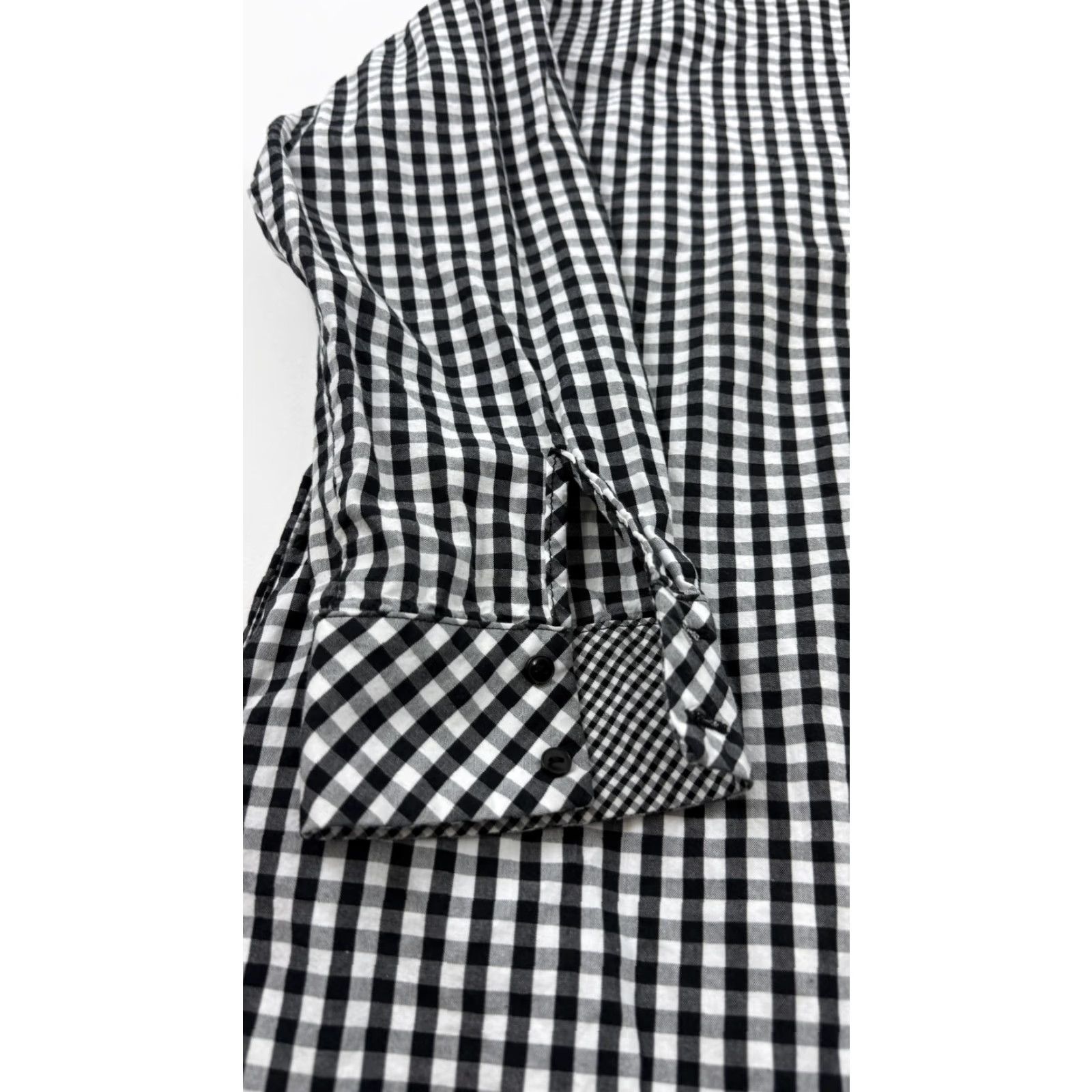 Zara Zara Shirt Womens Medium Black White Gingham Ruffle Hem Tunic Cotton Trafaluc Button-Up Size M / US 6-8 / IT 42-44 - 4 Thumbnail