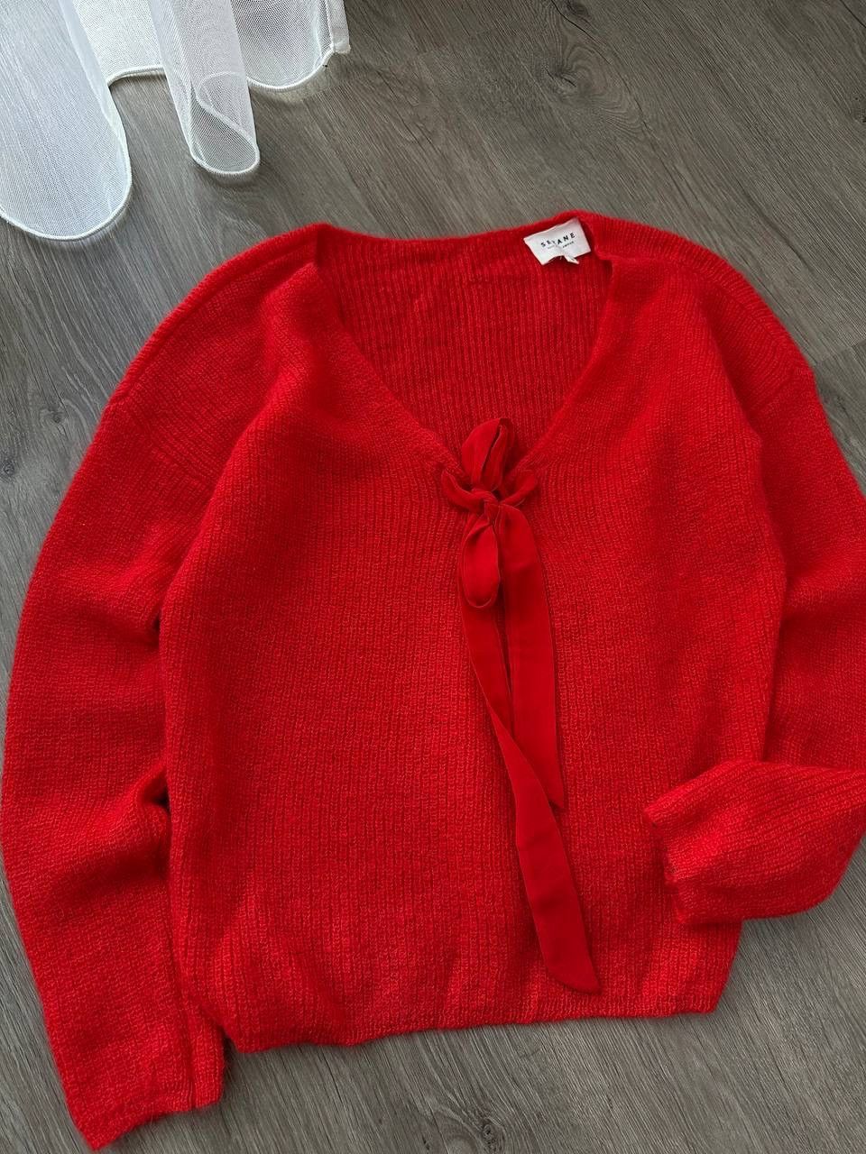 Sezane × Vintage Vintage Sezane Cardigan Gaspard Super Kid Mohair Red Sweater Size S / US 4 / IT 40 - 9 Thumbnail
