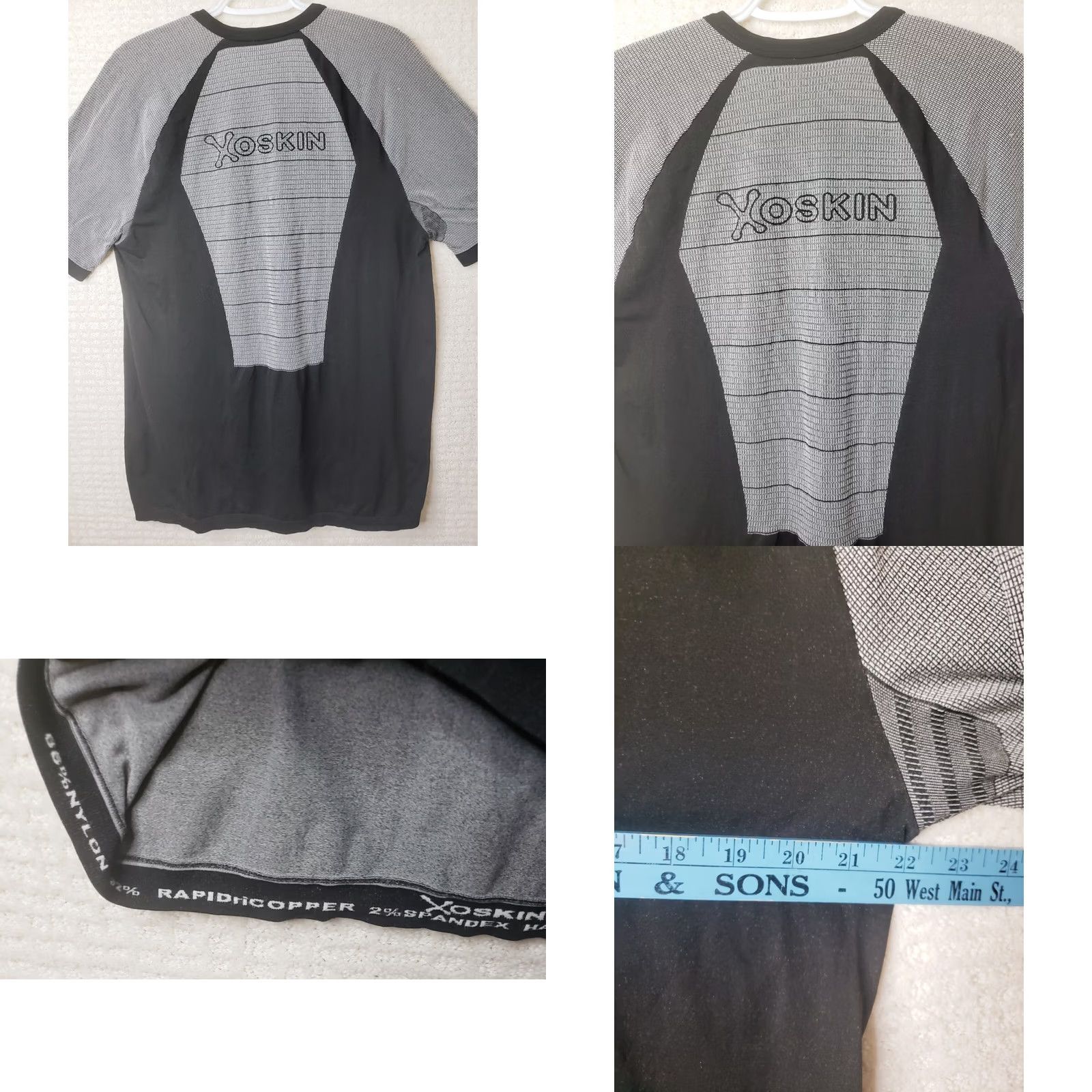 Vintage Xoskin Black Gray Athletic Compression Shirt Men's XXL Short Sleeve Pullover Size US XXL / EU 58 / 5 - 8 Thumbnail