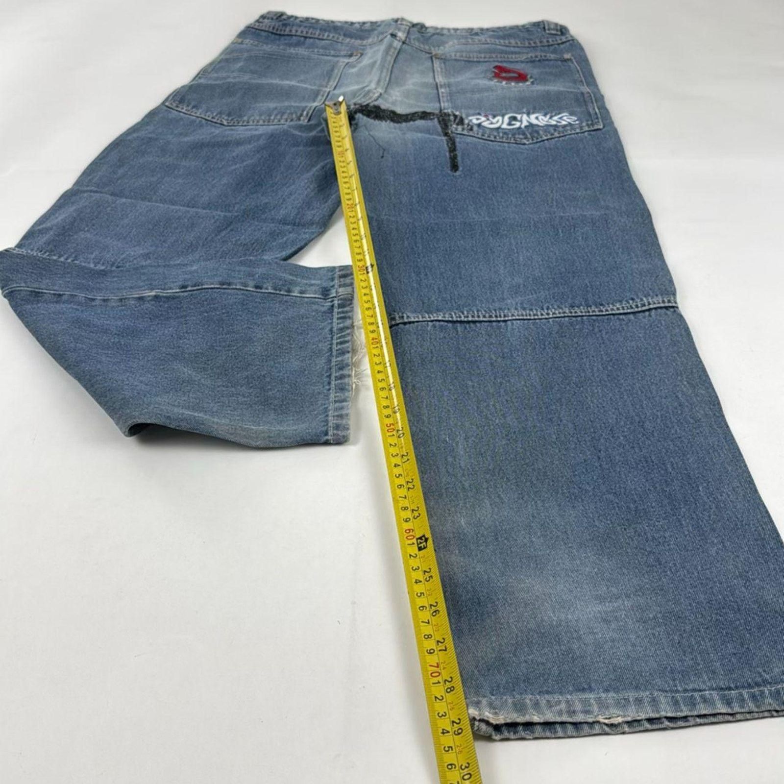 メンズ archive damage fade baggy wide denim Y2K