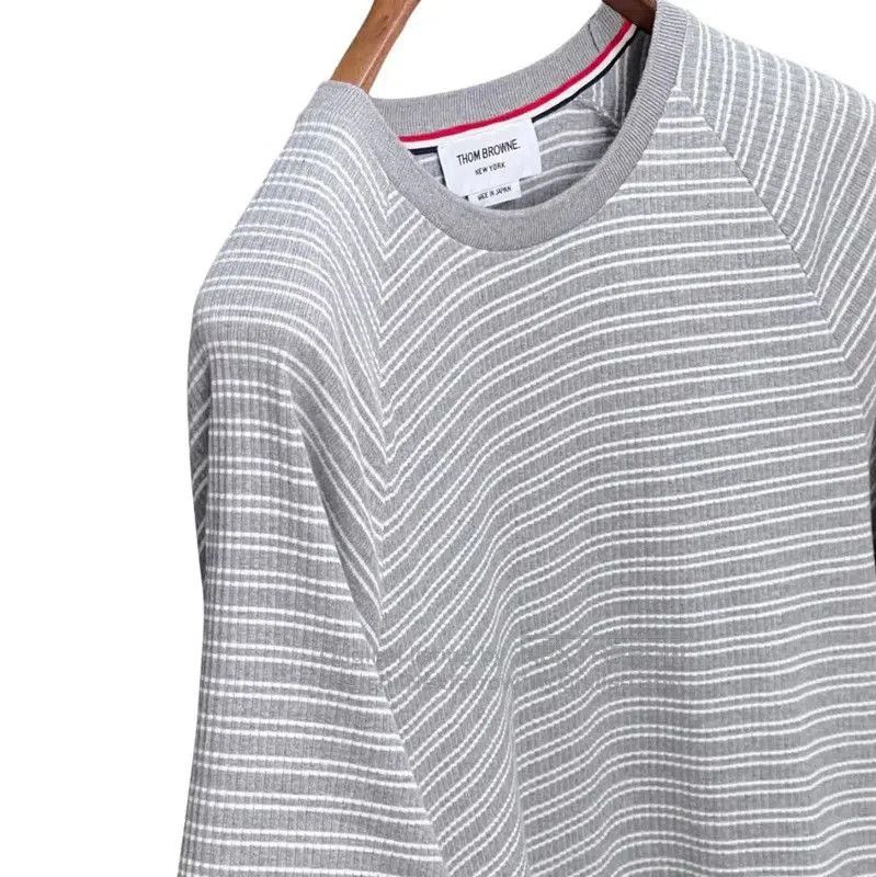 Thom Browne Thom Browne Gray Striped Cotton Short Sleeve Tee . Size US M / EU 48-50 / 2 - 6 Thumbnail
