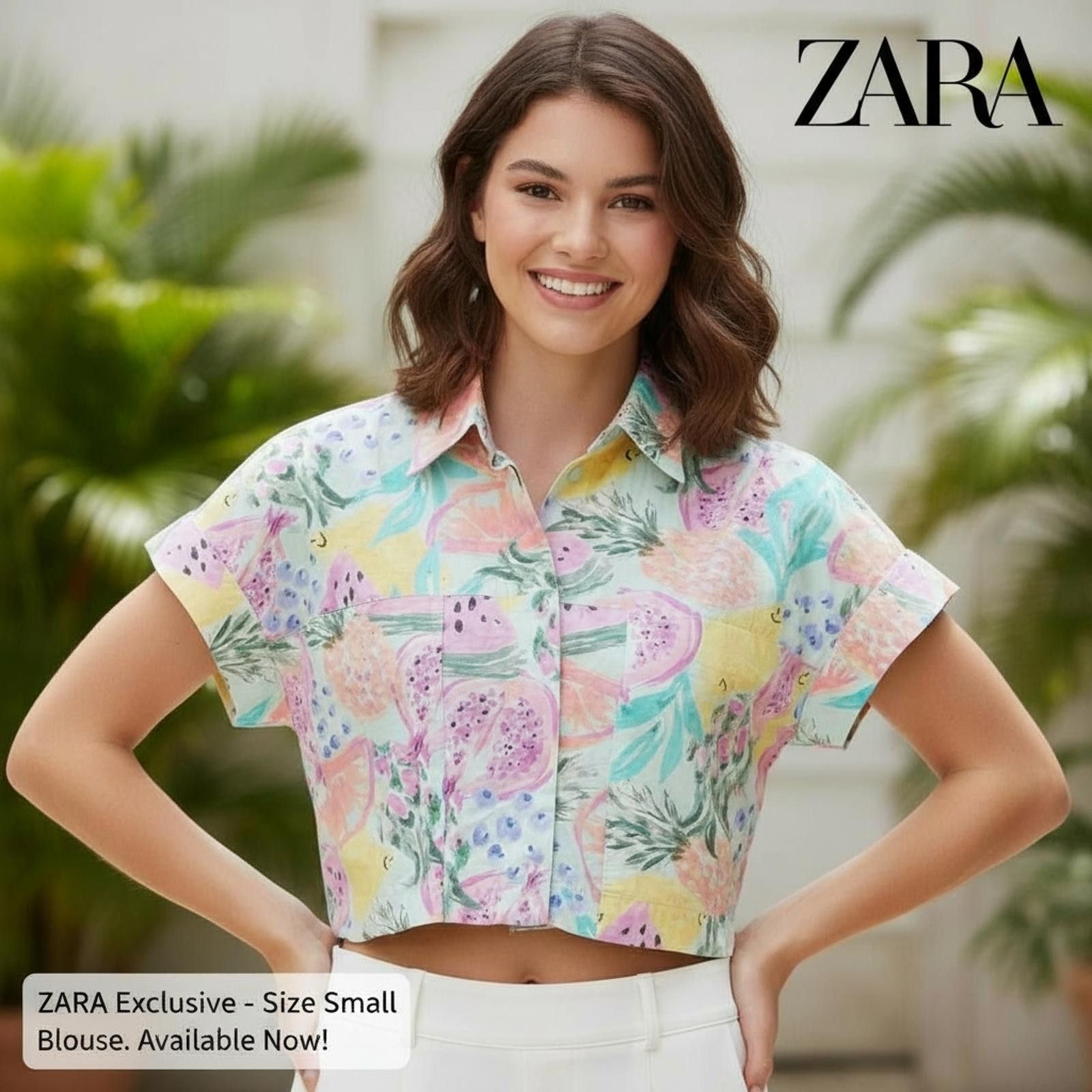 Zara ZARA Tropical Print Blouse - Size Small Size S / US 4 / IT 40 - 1 Thumbnail