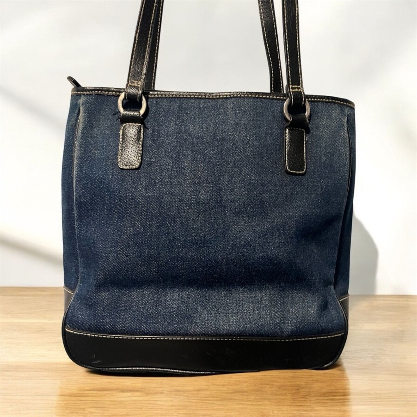 & Other Stories Dark Blue Denim Baguette Bag with Dark Brown Leather Straps Size ONE SIZE - 2 Thumbnail