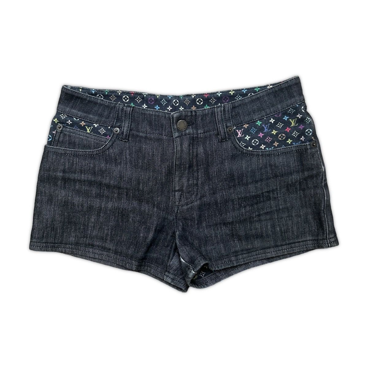 image of Vintage Louis Vuitton Mini Shorts in Grey, Women's (Size 26)