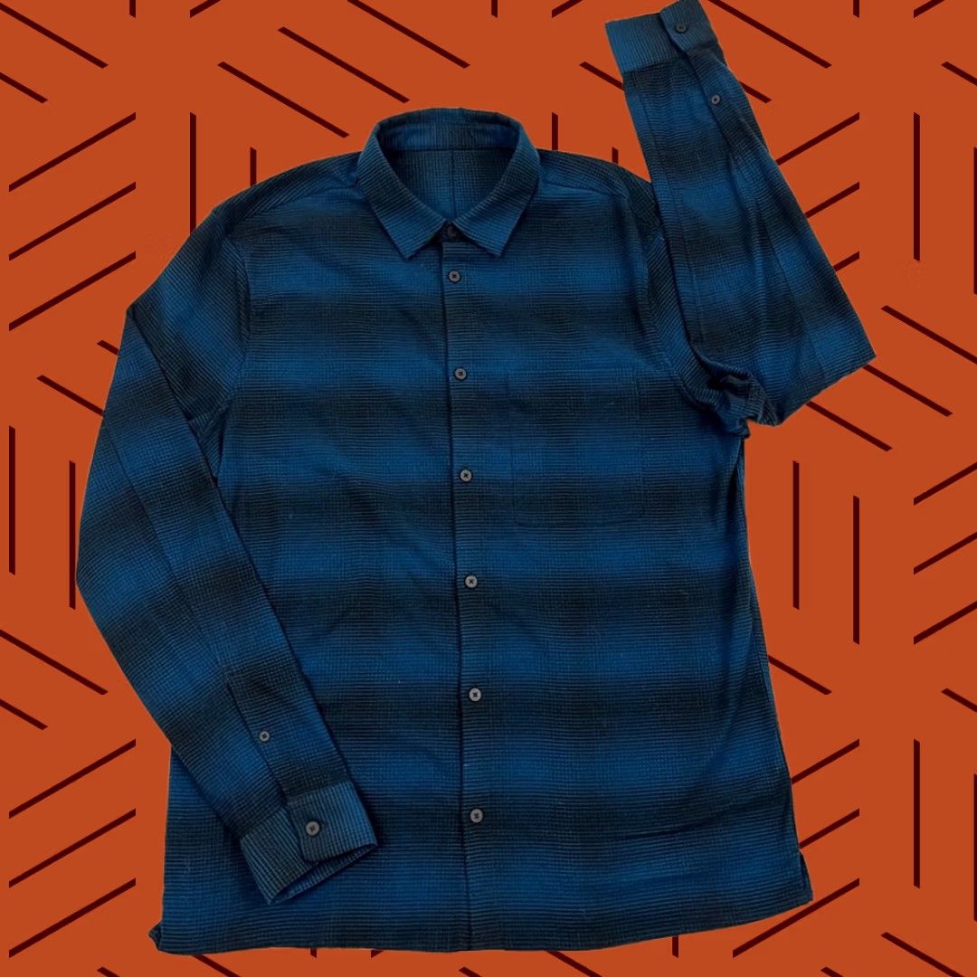 Lululemon Lululemon Masons Peak Flannel Shirt Mens L Blue Black Button Up Casual Stretch Shirt Mens L Blue Size US L / EU 52-54 / 3 - 1 Thumbnail