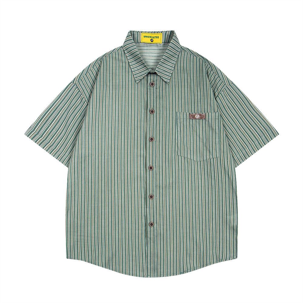 Japanese Brand × Vintage Japanese retro vertical stripes loose casual lapel shirt Size US L / EU 52-54 / 3 - 1 Thumbnail