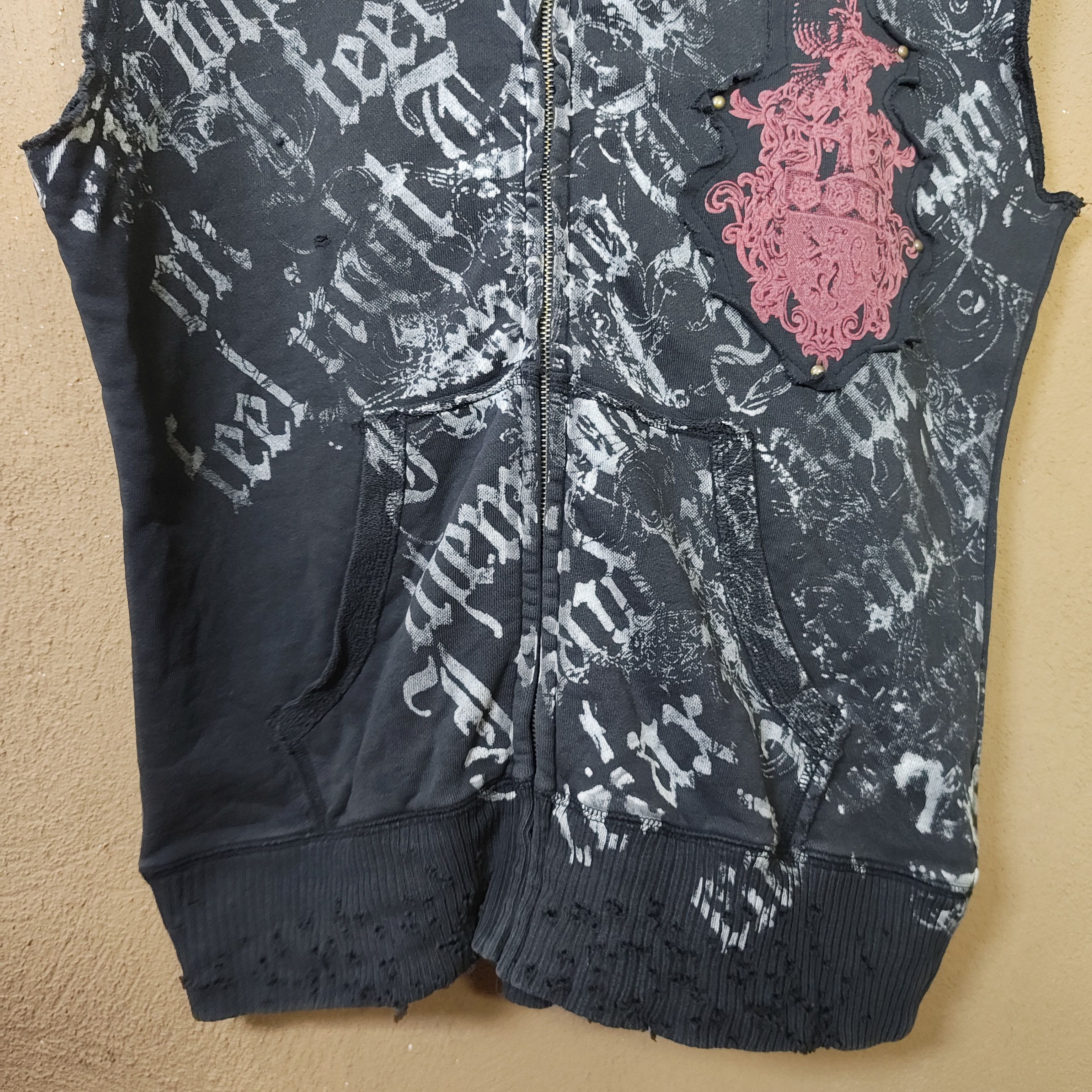 In The Attic Distressed IN THE ATTIC Y2K Sleeveless Full Zip Hoodie Size US L / EU 52-54 / 3 - 4 Thumbnail