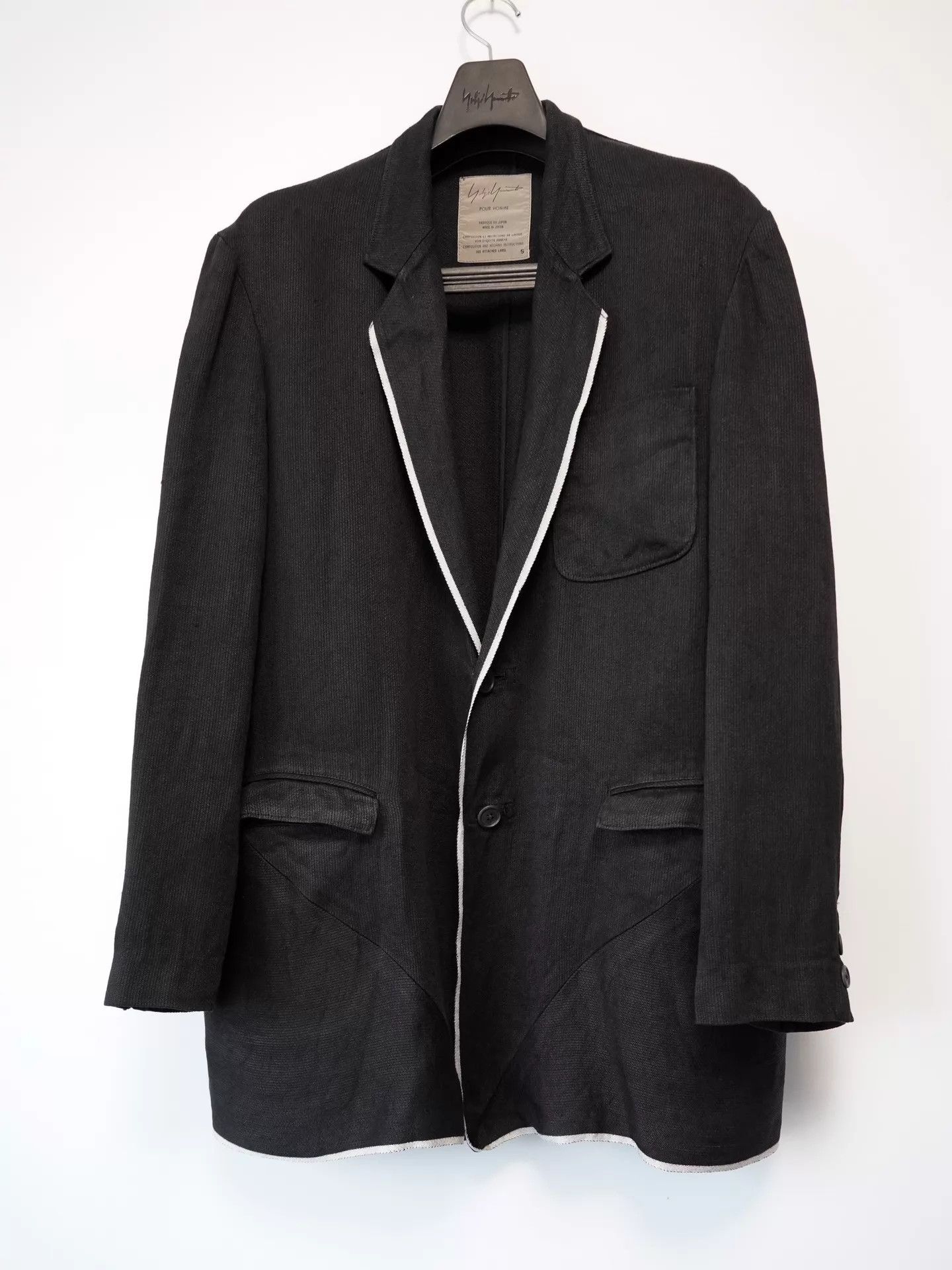 Yohji Yamamoto Yohji Yamamoto 1990SS White Trim Twill Asym Hem Jacket S Size US S / EU 44-46 / 1 - 1 Thumbnail