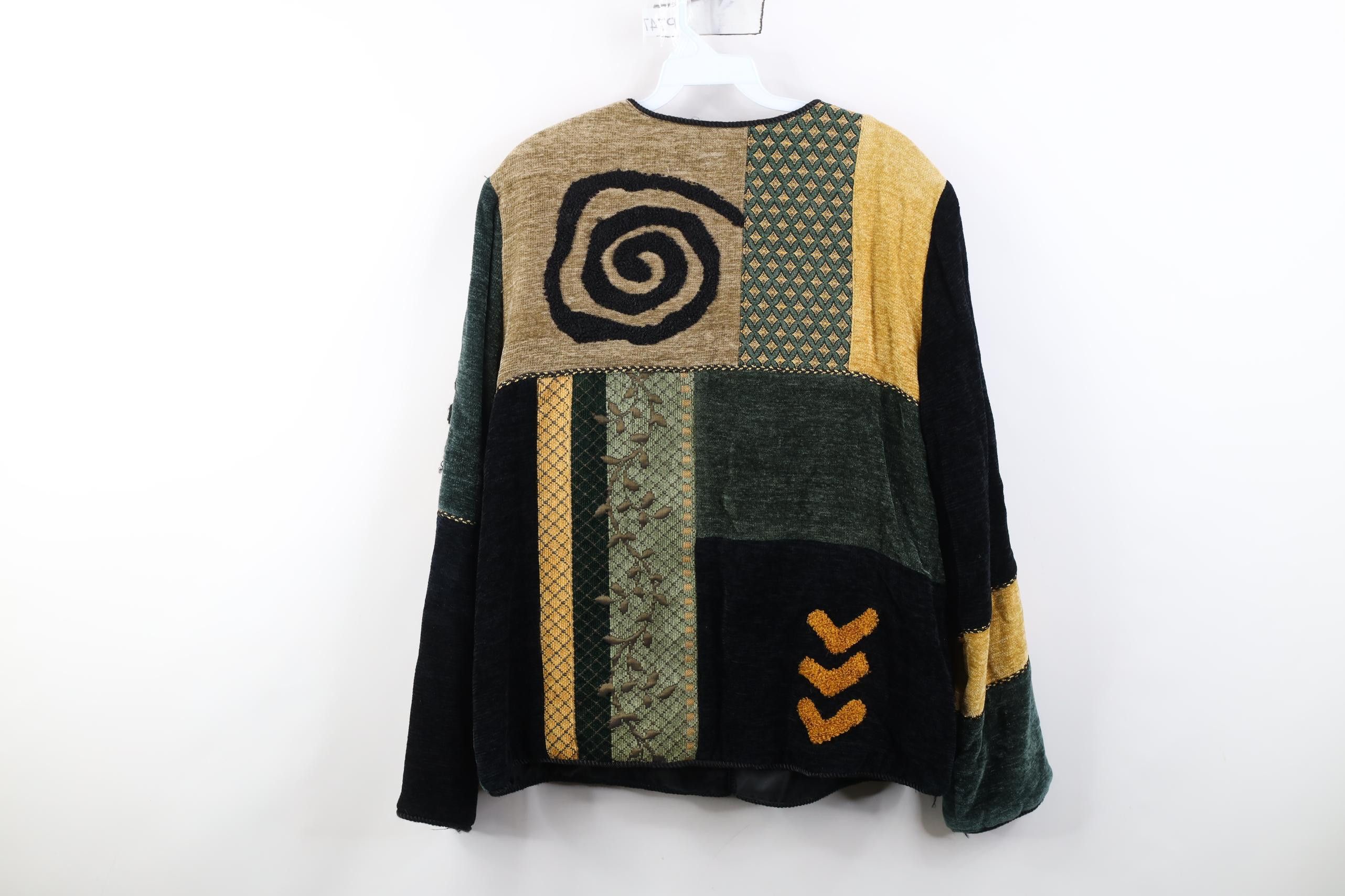 Vintage Vintage 90s Streetwear Chenille Patchwork Art Toggle Jacket Size M / US 6-8 / IT 42-44 - 11 Thumbnail