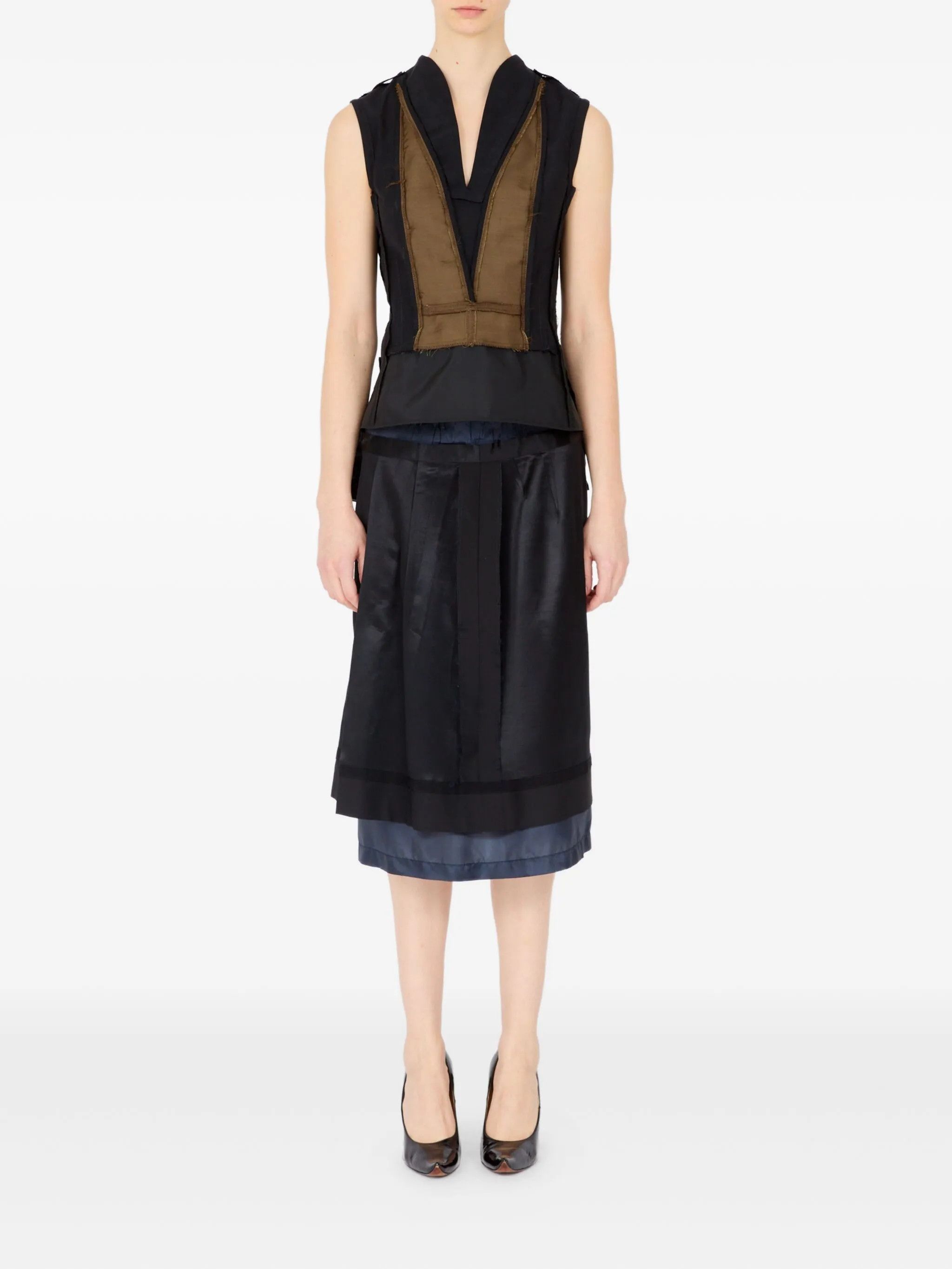 Maison Margiela o1w1db10526 Two-Tone Tank Top in Black/Brown Size XS / US 0-2 / IT 36-38 - 2 Thumbnail