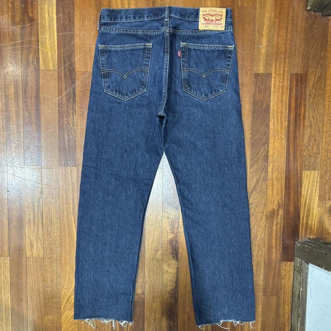 Levi's Early 2000s Levis 505 Blue Straight Fit Cut Off Jeans Size US 33 - 1 Thumbnail