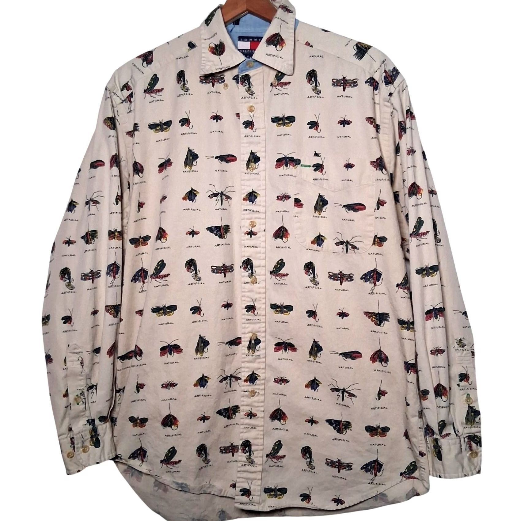 Tommy Hilfiger VINTAGE Tommy Hilfiger Shirt Men Small Fly Fishing Lures Fisherman Outdoors Fish Casual Button-Down Collared Long Sleeve Beige Cotton Size US S / EU 44-46 / 1 - 2 Thumbnail