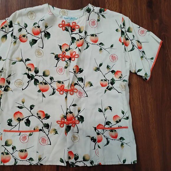 Other Vintage Leisure Fashions Peach Blossom Rayon Blouse Shirt Size M / US 6-8 / IT 42-44 - 3 Thumbnail