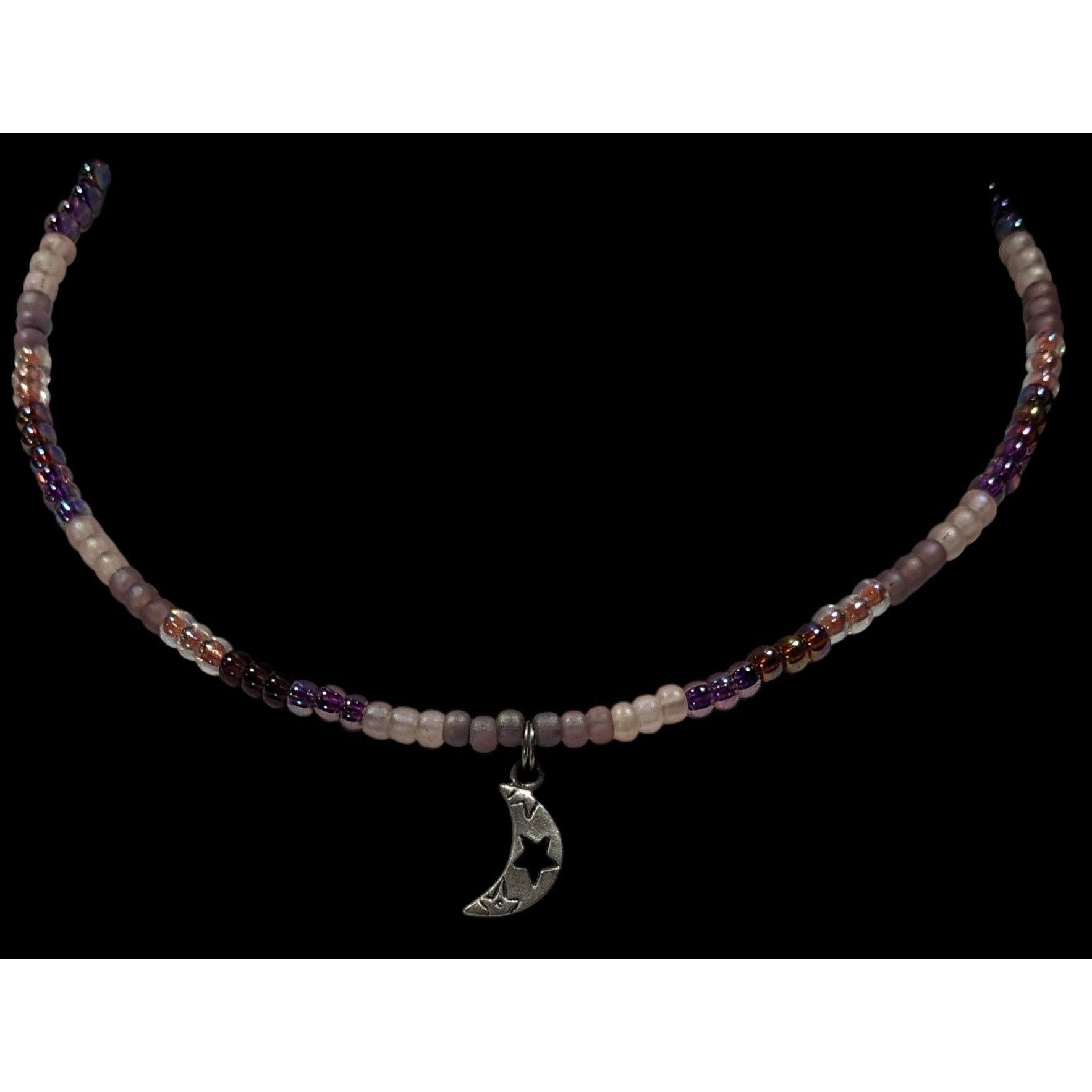 Other Minimalist Witchy Purple Beaded Moon Charm Coil Necklace Size ONE SIZE - 3 Thumbnail