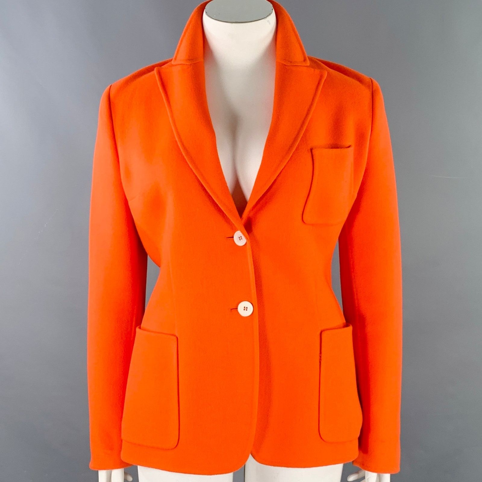 Michael Kors MICHAEL KORS Size 12 Orange Wool Cashmere Peak Lapel Coat Size XL / US 12-14 / IT 48-50 - 1 Thumbnail