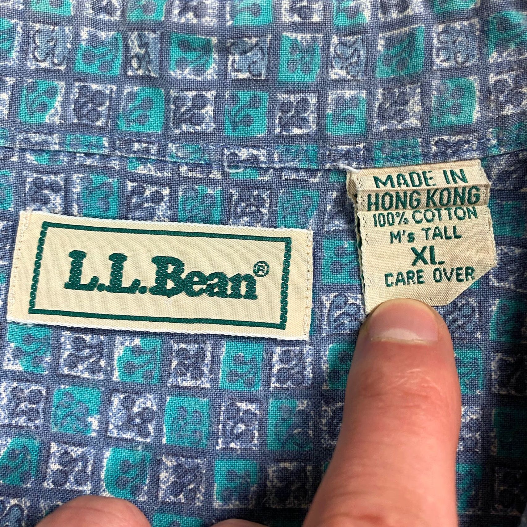 Vintage VINTAGE L.L. Bean Hawaiian Shirt Button-Up - Teal Cotton, Short Sleeve, Floral, Big & Tall XLT Mens Size US XL / EU 56 / 4 - 3 Thumbnail