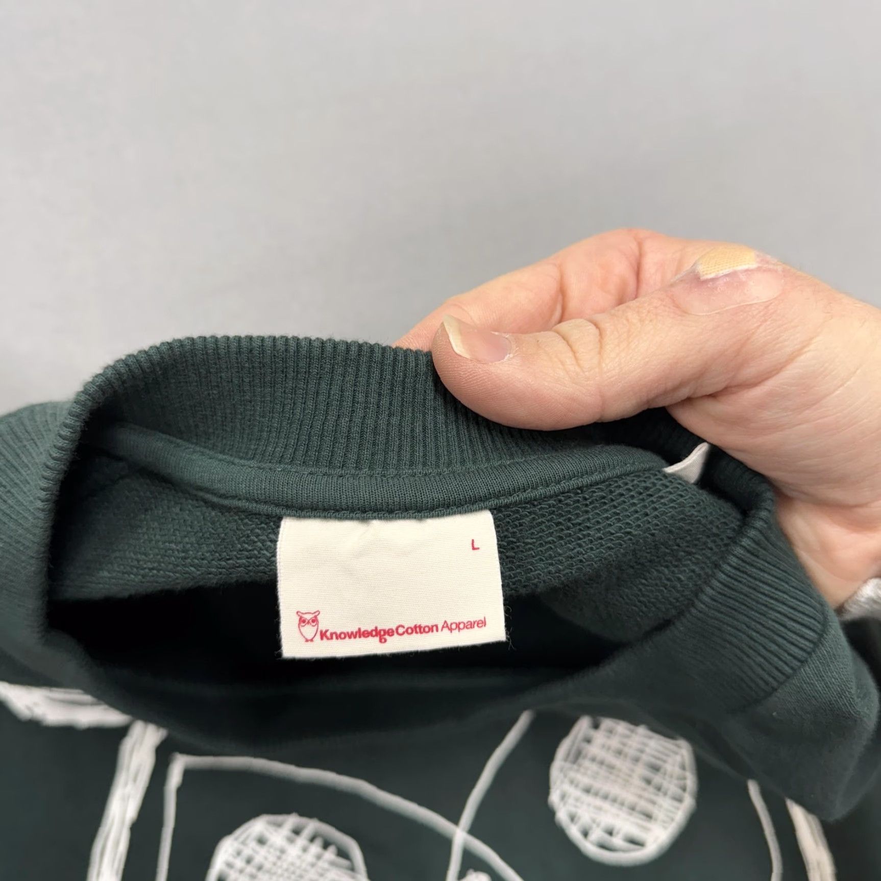 Vintage KnowledgeCotton Apparel Sweatshirt Mens Large Green Owl Graphic Fleece Pullover Size US L / EU 52-54 / 3 - 4 Thumbnail