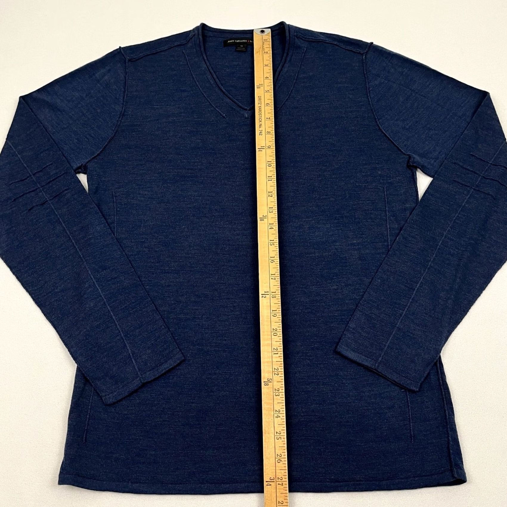 John Varvatos John Varvatos Sweater Mens M Blue V-Neck Pullover Wool Blend Smart Casual Knit Shirt Size US M / EU 48-50 / 2 - 4 Thumbnail