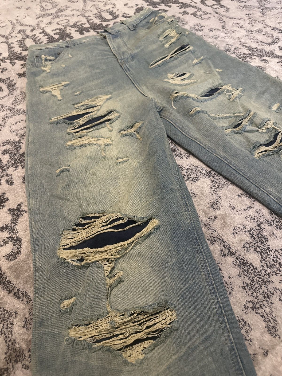 Japanese Brand Custom Ripped Layered Distressed Denim Pants Size US 34 / EU 50 - 2 Thumbnail
