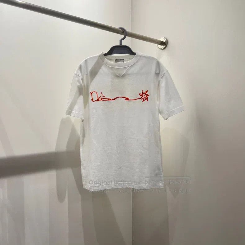Dior Dior White logo embroidered short sleeves Size XXS / US 00 / IT 34 - 1 Thumbnail