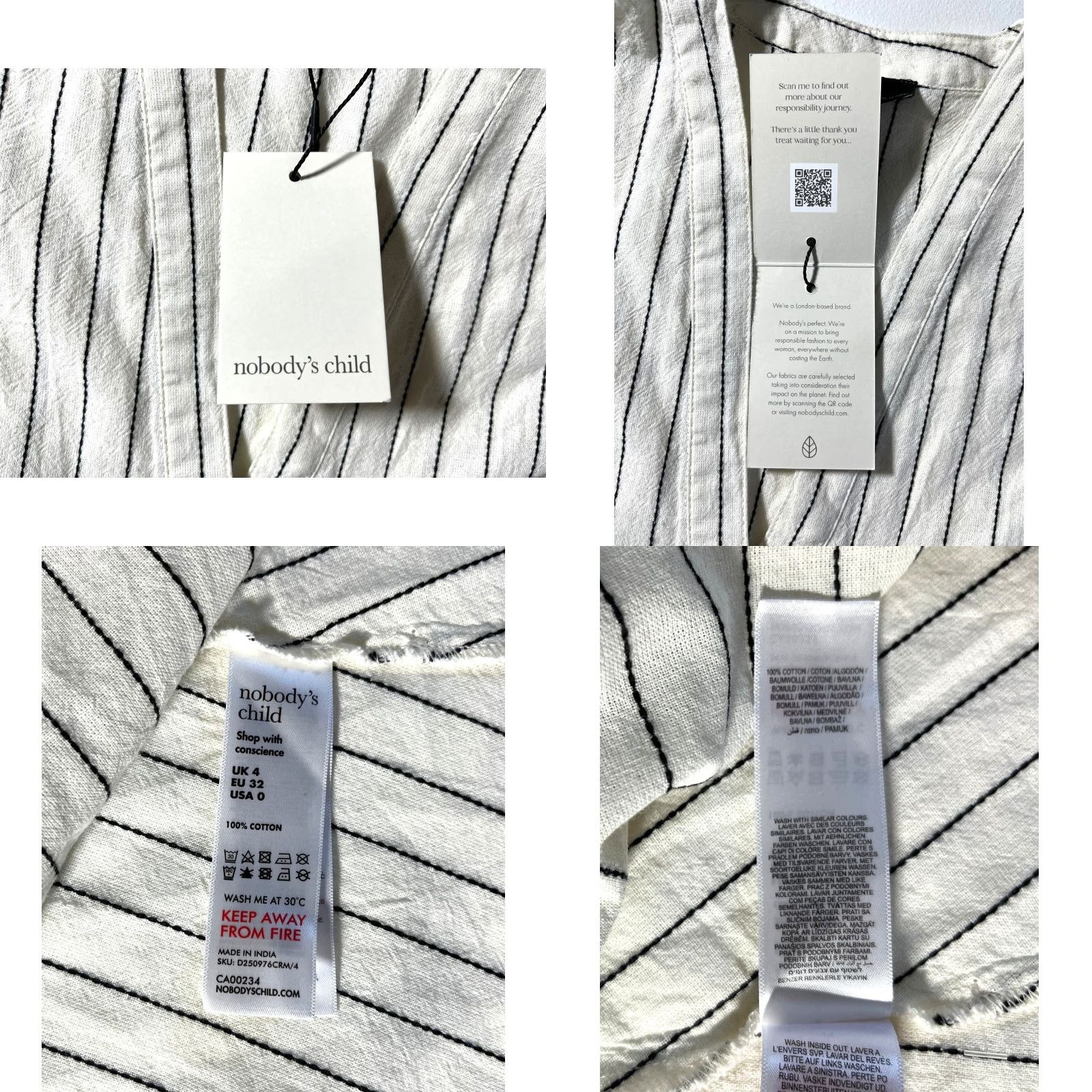 Vintage Nobody's Child Starlight Midi Dress Sleeveless Cream Pinstripe Size US 0 Womens A-Line Vintage NWT VINTAGE Size XS / US 0-2 / IT 36-38 - 9 Thumbnail