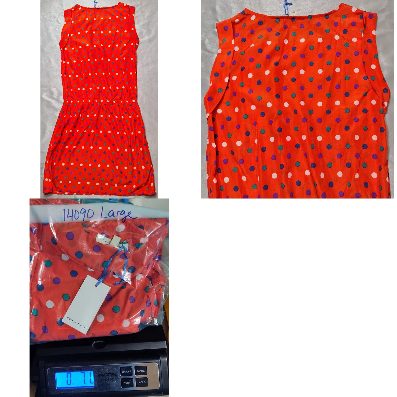 Vintage TEA N ROSE Women Large Orange Polka Dots Lined Asymmetrical Zip Shift Dress NEW Size L / US 10 / IT 46 - 10 Thumbnail