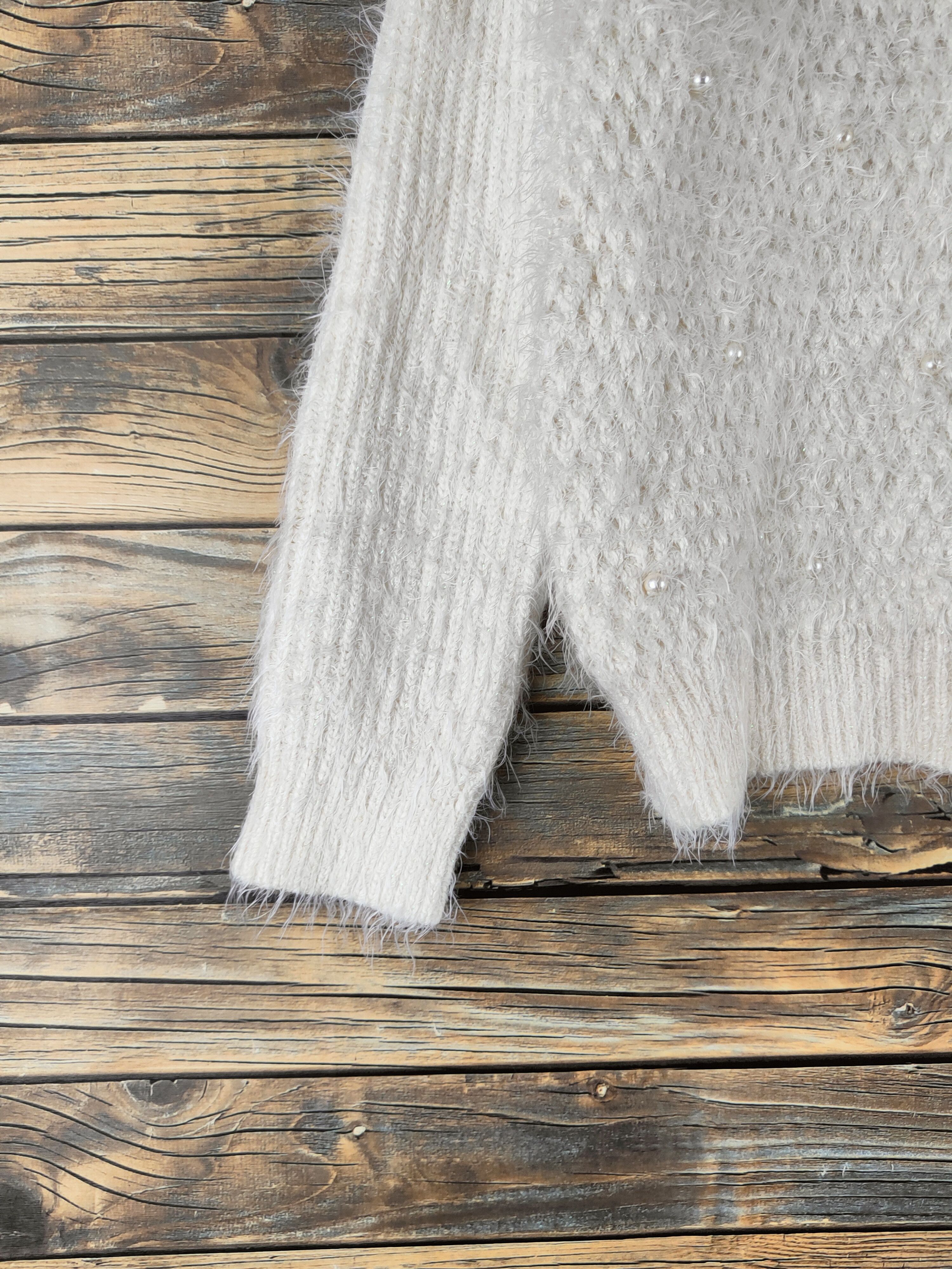 Japanese Brand DL Ingni Cream Fur Mohair Knitwear #46-541 Size M / US 6-8 / IT 42-44 - 4 Thumbnail