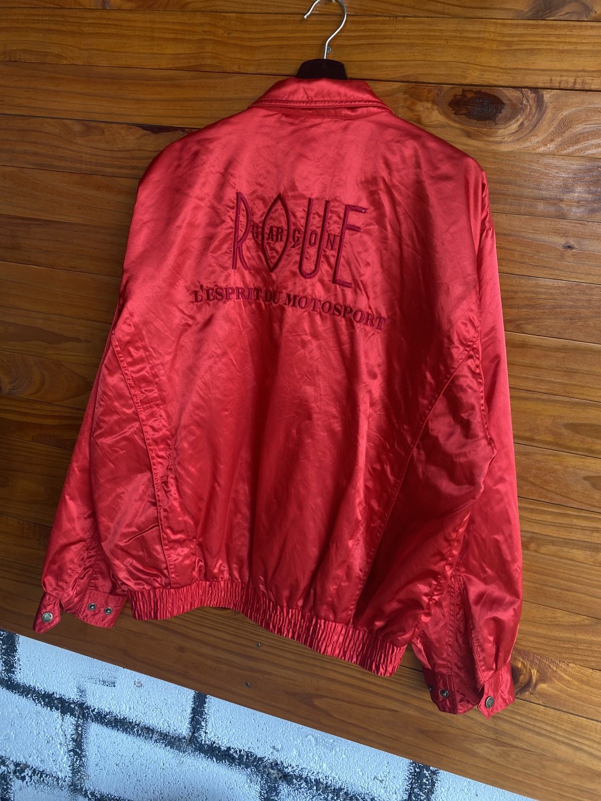 Vintage Vintage ROUE Garcon Red Satin Jacket – Motorsport Style Size US XL / EU 56 / 4 - 9 Thumbnail