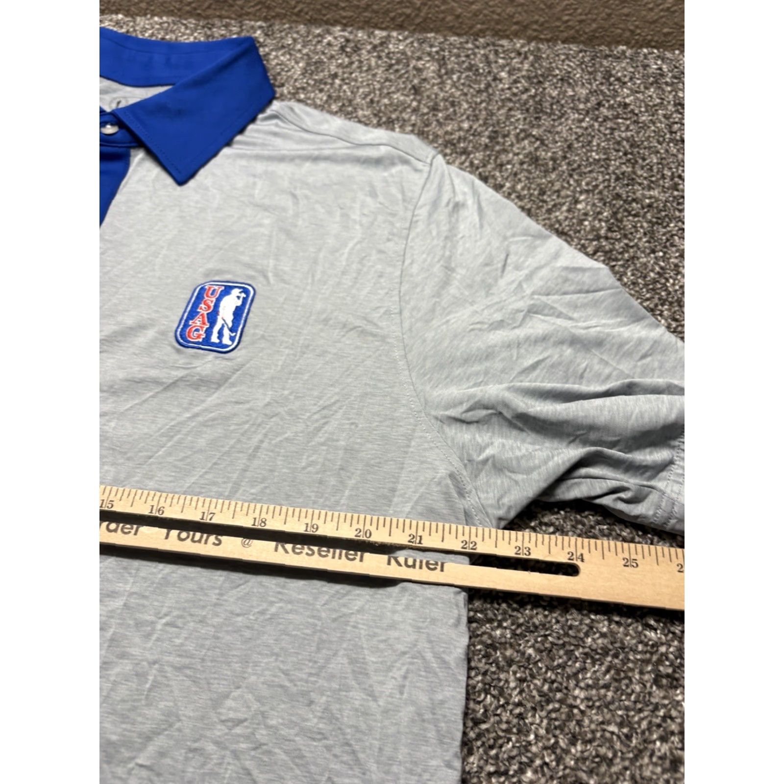 Vintage USGA Polo Mens Large Gray Blue Contrast Collar Polo Shirt Regular Fit Size US L / EU 52-54 / 3 - 6 Thumbnail