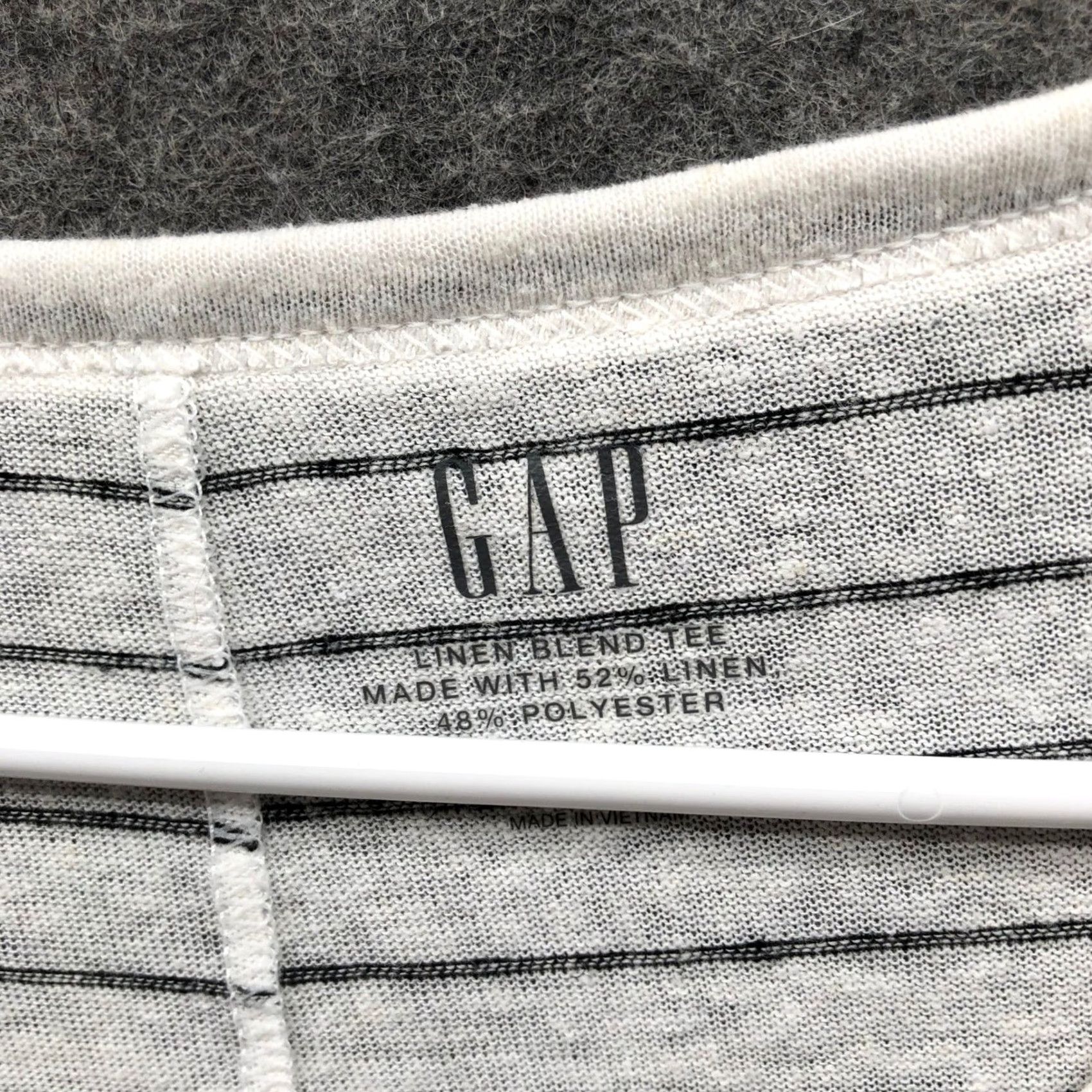 Gap Gap Linen Blend Tee Womens S White Black Striped Short Sleeve Scoop Neck Size 28" / US 6 / IT 42 - 5 Thumbnail