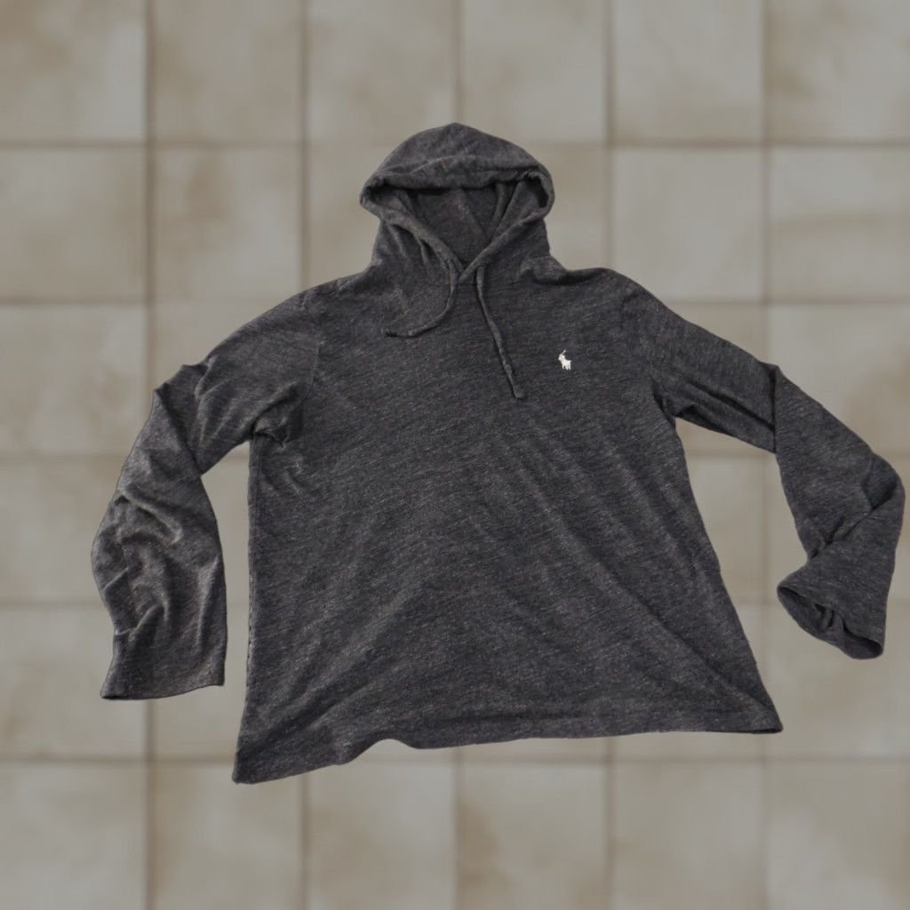 Polo Ralph Lauren Polo Ralph Lauren Hoodie Mens M Charcoal Gray Long Sleeve Crew Neck Lightweight Pullover Hooded Embroidered Logo Size US M / EU 48-50 / 2 - 1 Thumbnail