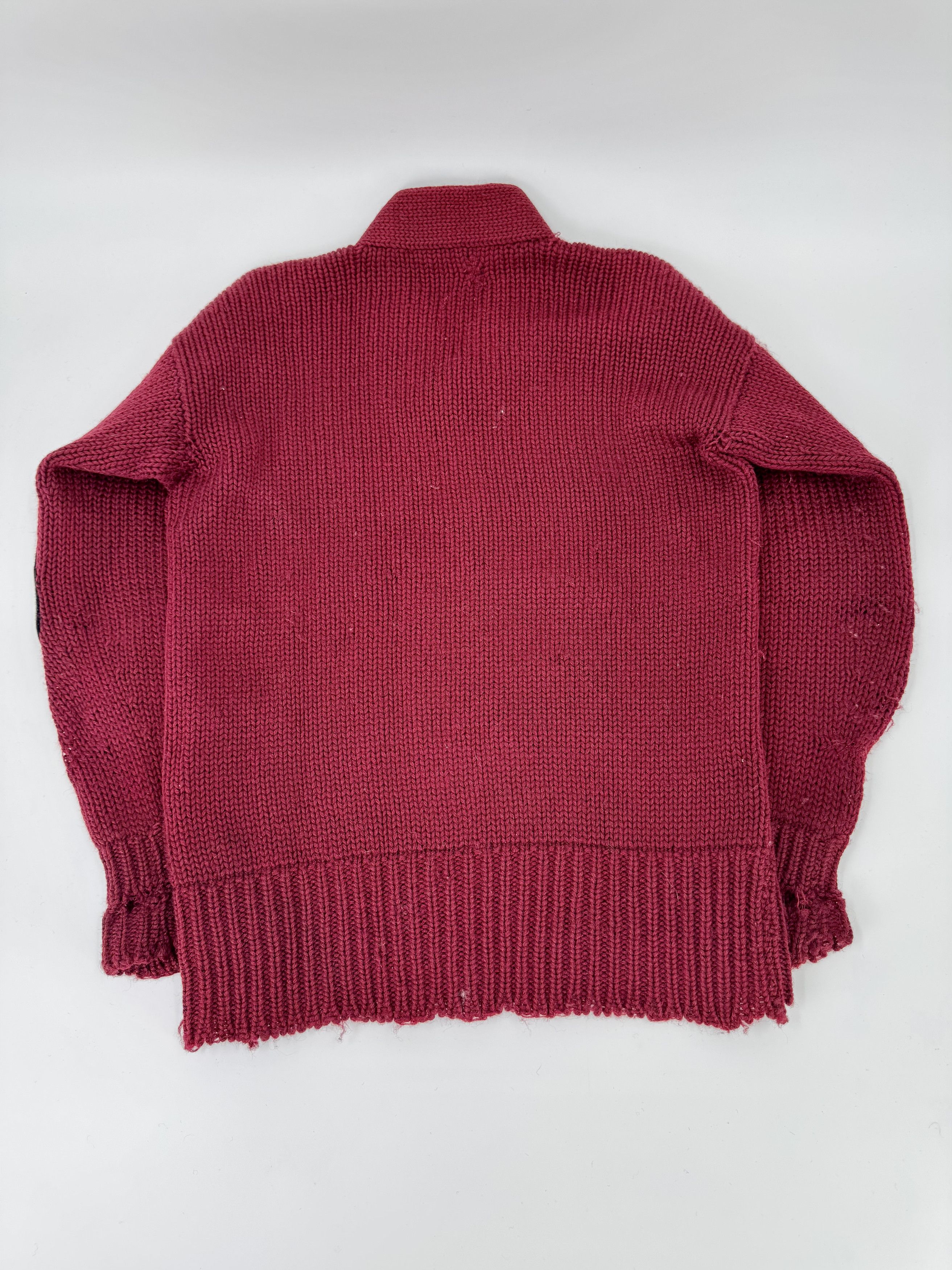 Vintage 1930s 30s Vintage Red Wool Low Gauge Knit Sweater Small Size US S / EU 44-46 / 1 - 3 Thumbnail