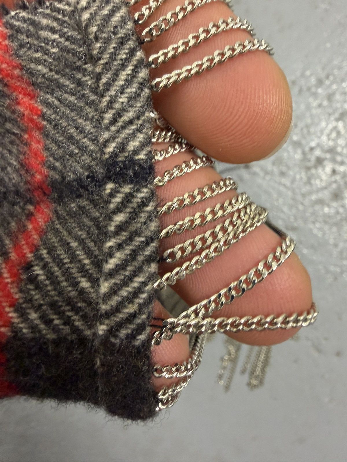 Maison Margiela Maison Margiela Metal Chain Fringe Checkered Scarf Size ONE SIZE - 15 Thumbnail