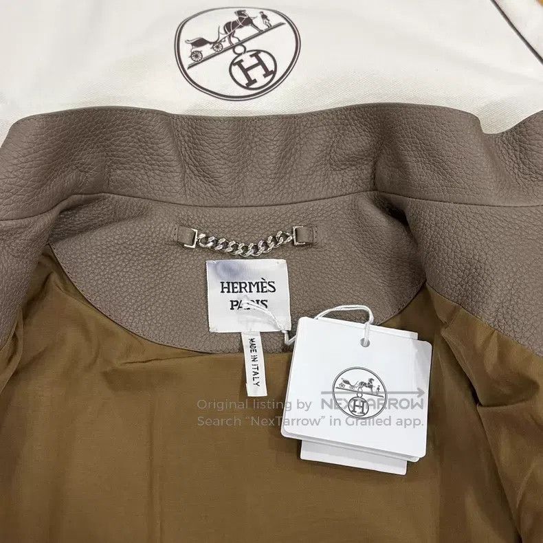 Hermes Hermes Elephant Gray Diamond Quilted Deerskin Collar Leath Size XXS / US 00 / IT 34 - 4 Thumbnail