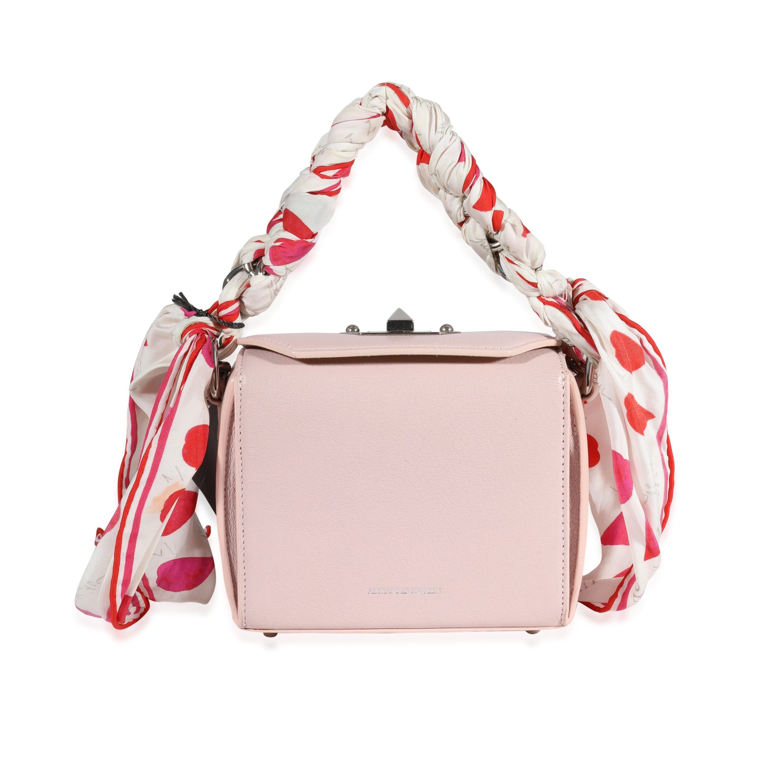image of Alexander Mcqueen Pink Leather Scarf Box Bag, Women's