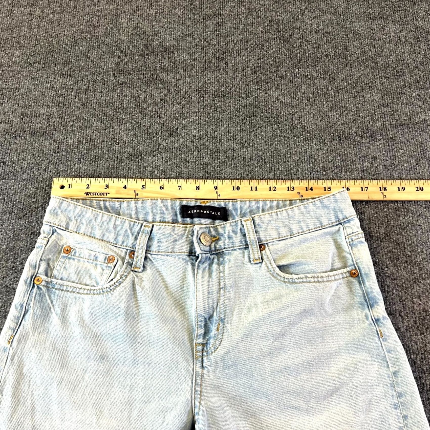 Vintage Aéropostale Jeans Women's 8 Blue Cotton Denim Baggy Straight Workwear Faded Jeans Size 30" / US 8 / IT 44 - 2 Thumbnail