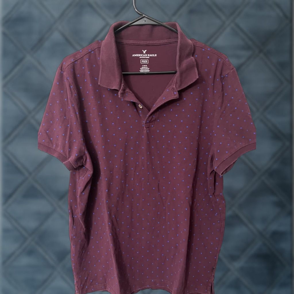 American Eagle Outfitters VINTAGE American Eagle Outfitters Polo Shirt Men's Regular Fit Short Sleeve Burgundy 90s Activewear Golf L Size US L / EU 52-54 / 3 - 1 Thumbnail