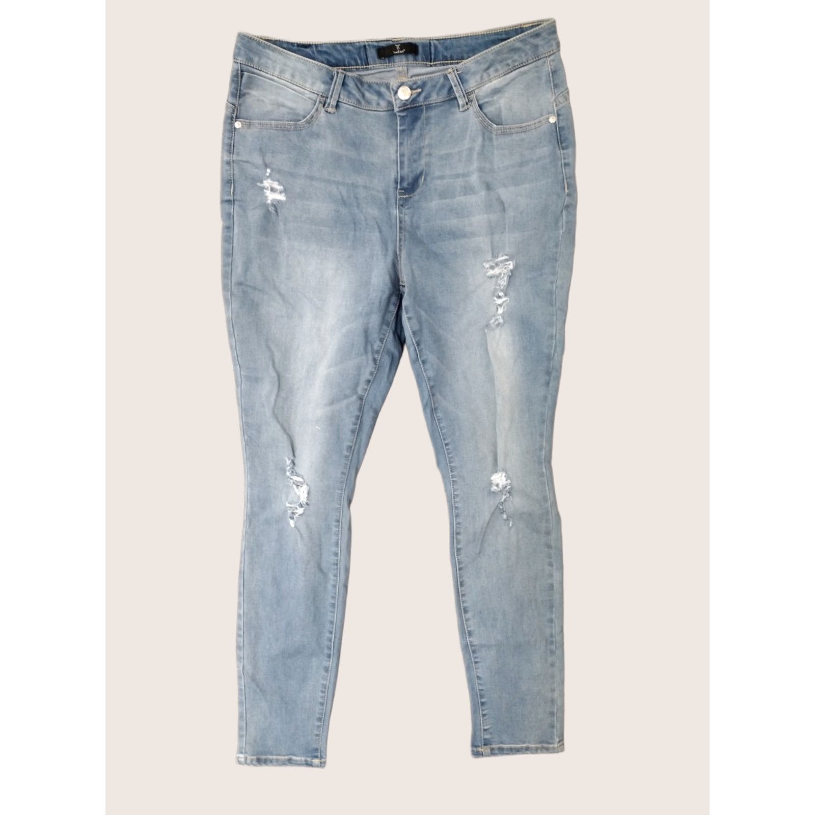 Vintage Trend & Build Women's Skinny Jeans Size 34 Denim Blue 5-Pocket High Rise Distressed Regular Size 24" / US 00 / IT 34 - 1 Thumbnail