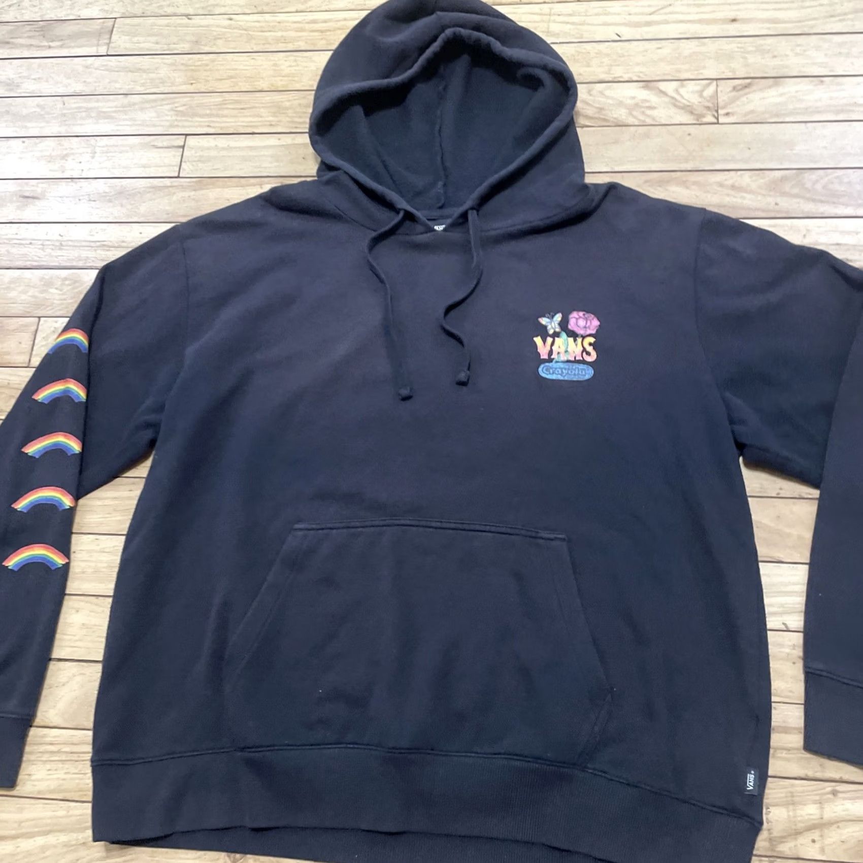 Vans VANS Hoodie Adult XL Black Graphic Floral Crop Crayola Skater School Cement: Pullover, Logo, All Seasons, Lined, Unisex Adults, Streetwear Size XL / US 12-14 / IT 48-50 - 5 Thumbnail