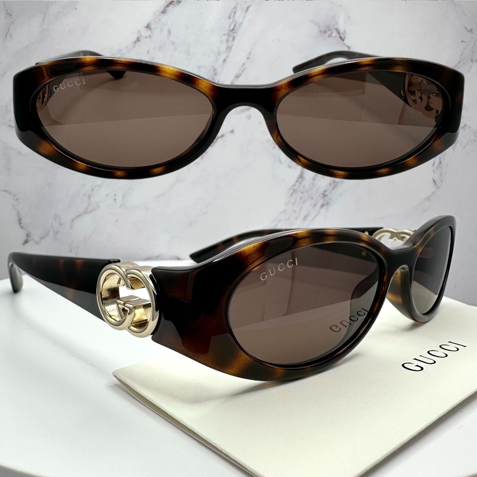 Gucci New Gucci Sunglasses Brown Tortoise Hailey Bieber Collab Size ONE SIZE - 3 Thumbnail