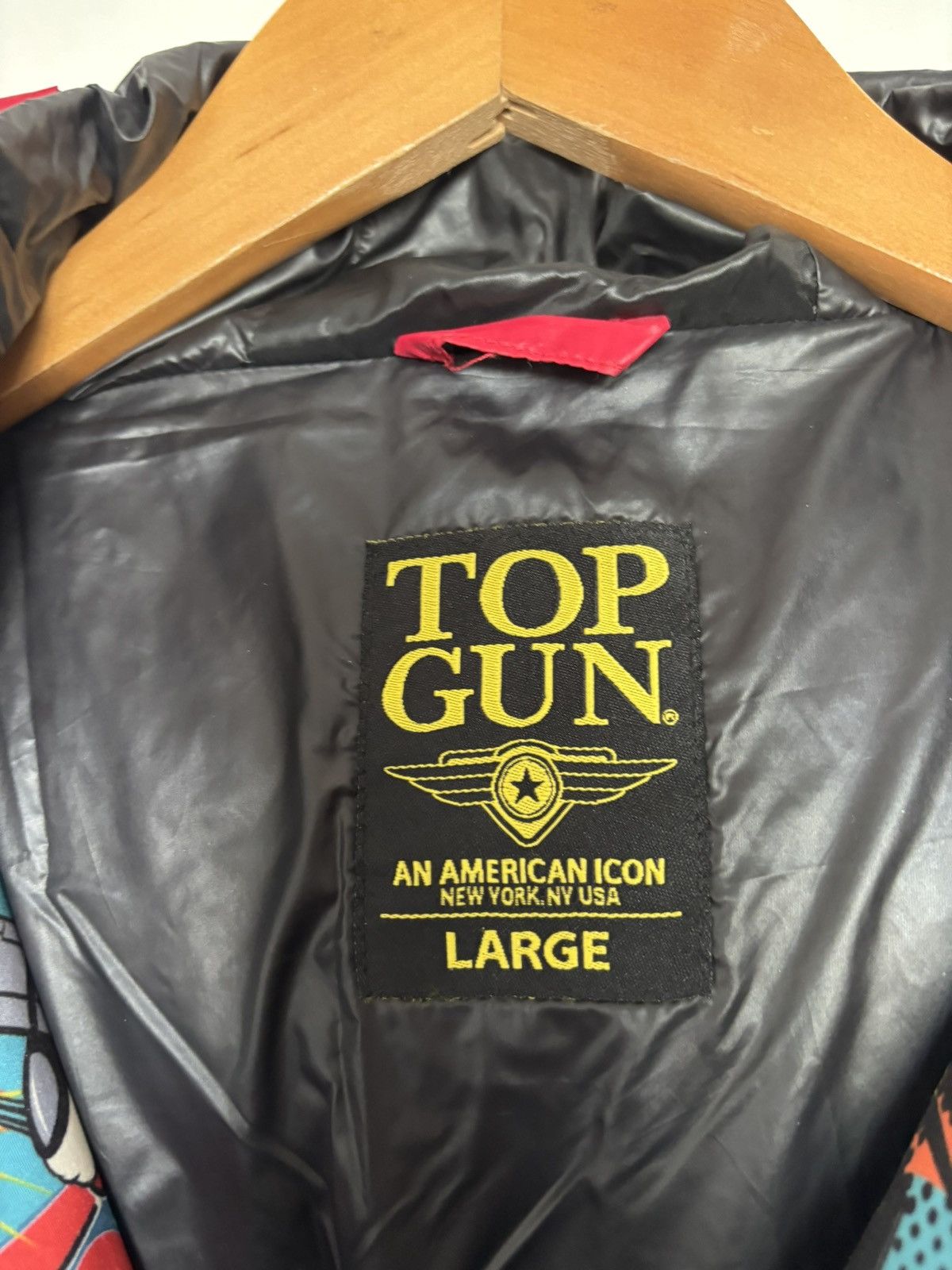 Other Top Gun Pop Art Comic Print Down Puffer Jacket L Red Hooded Size US L / EU 52-54 / 3 - 4 Thumbnail