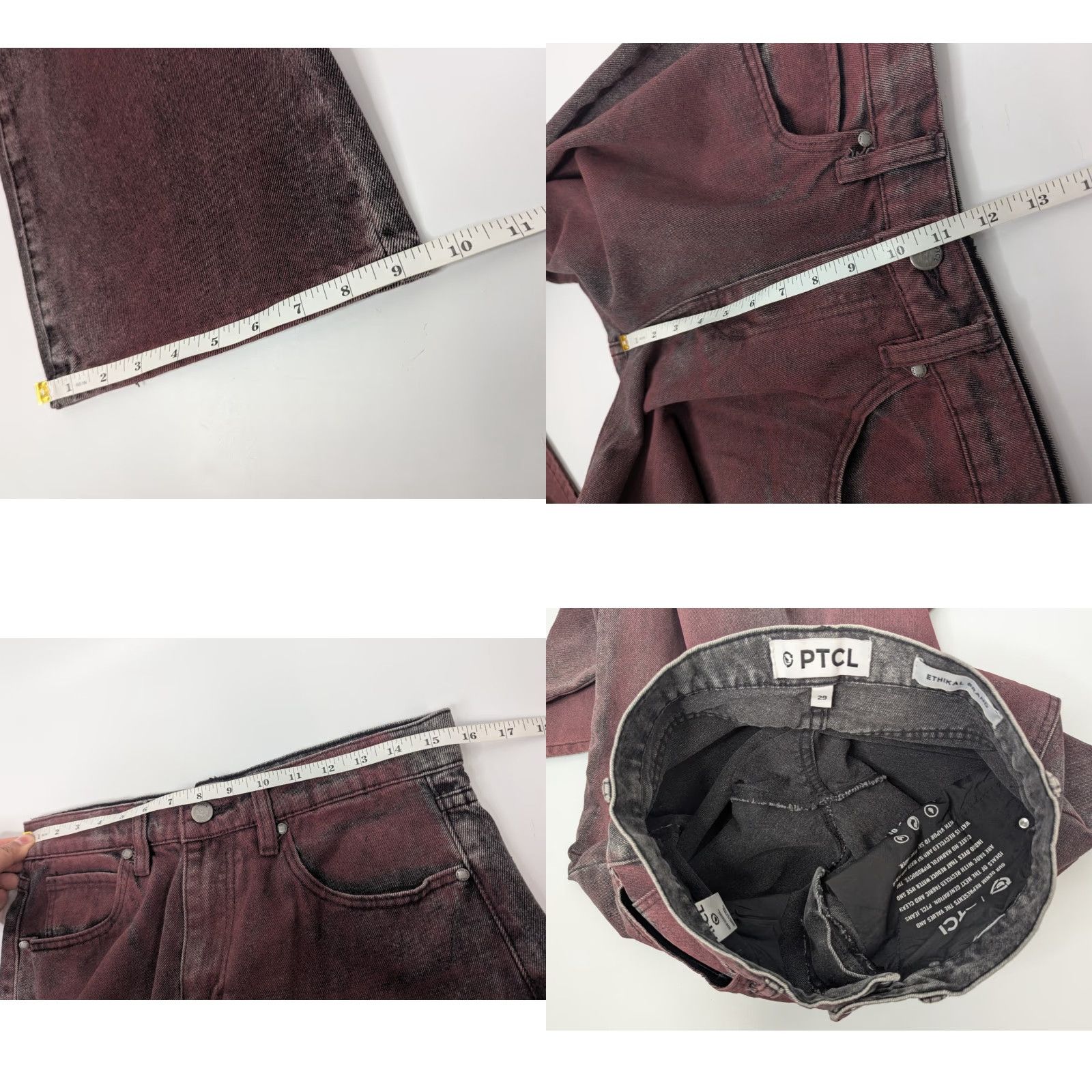 Vintage PTCL Jeans Red Brand PTCL Coated Denim 29 Skater Streetwear Y2K Overdye Regular Women Jeans Size 29" - 8 Thumbnail