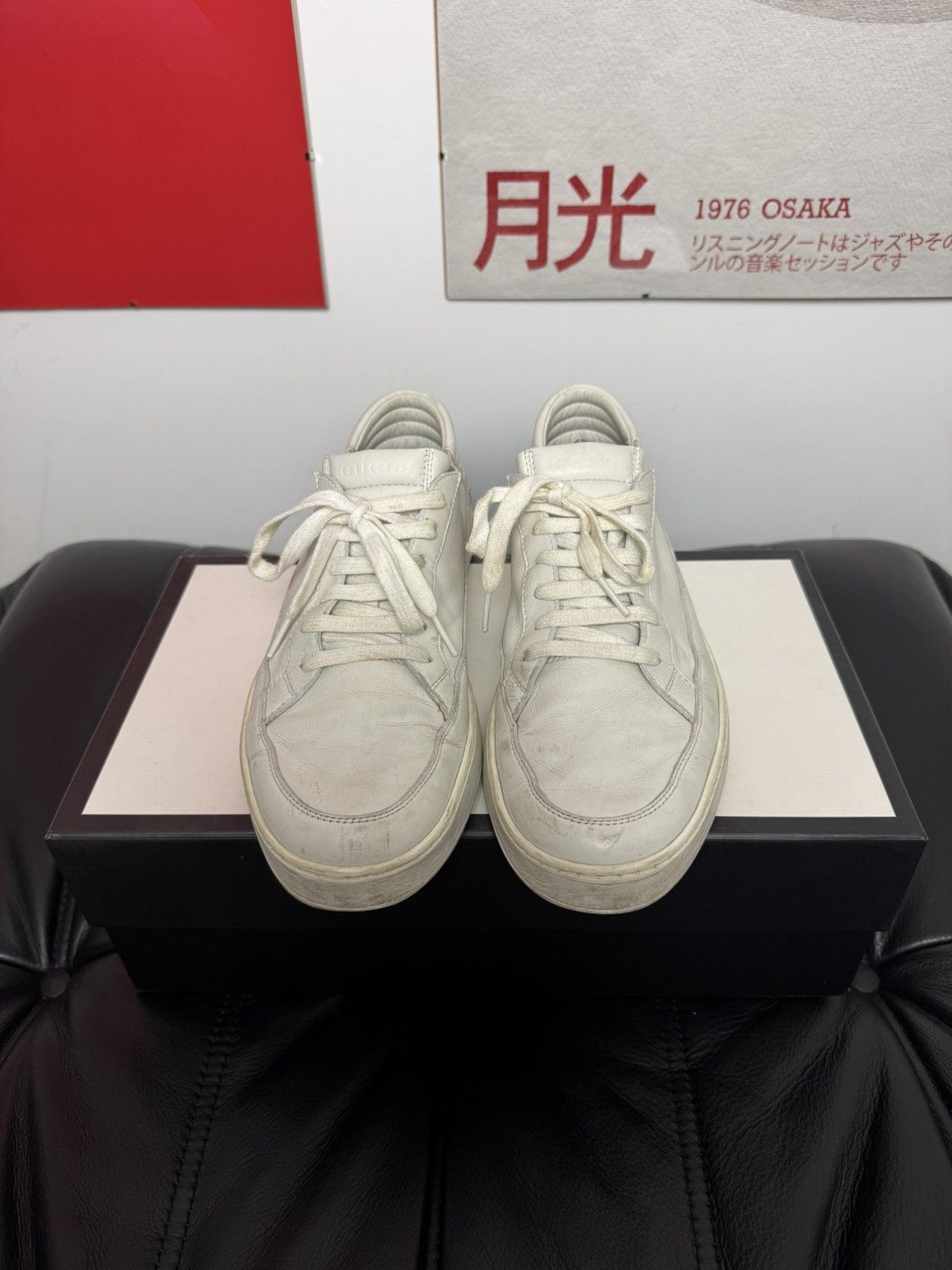 Gucci Gucci Low White Leather Sneakers Designer Luxury Hype Rare Size US 9.5 / EU 42-43 - 3 Thumbnail
