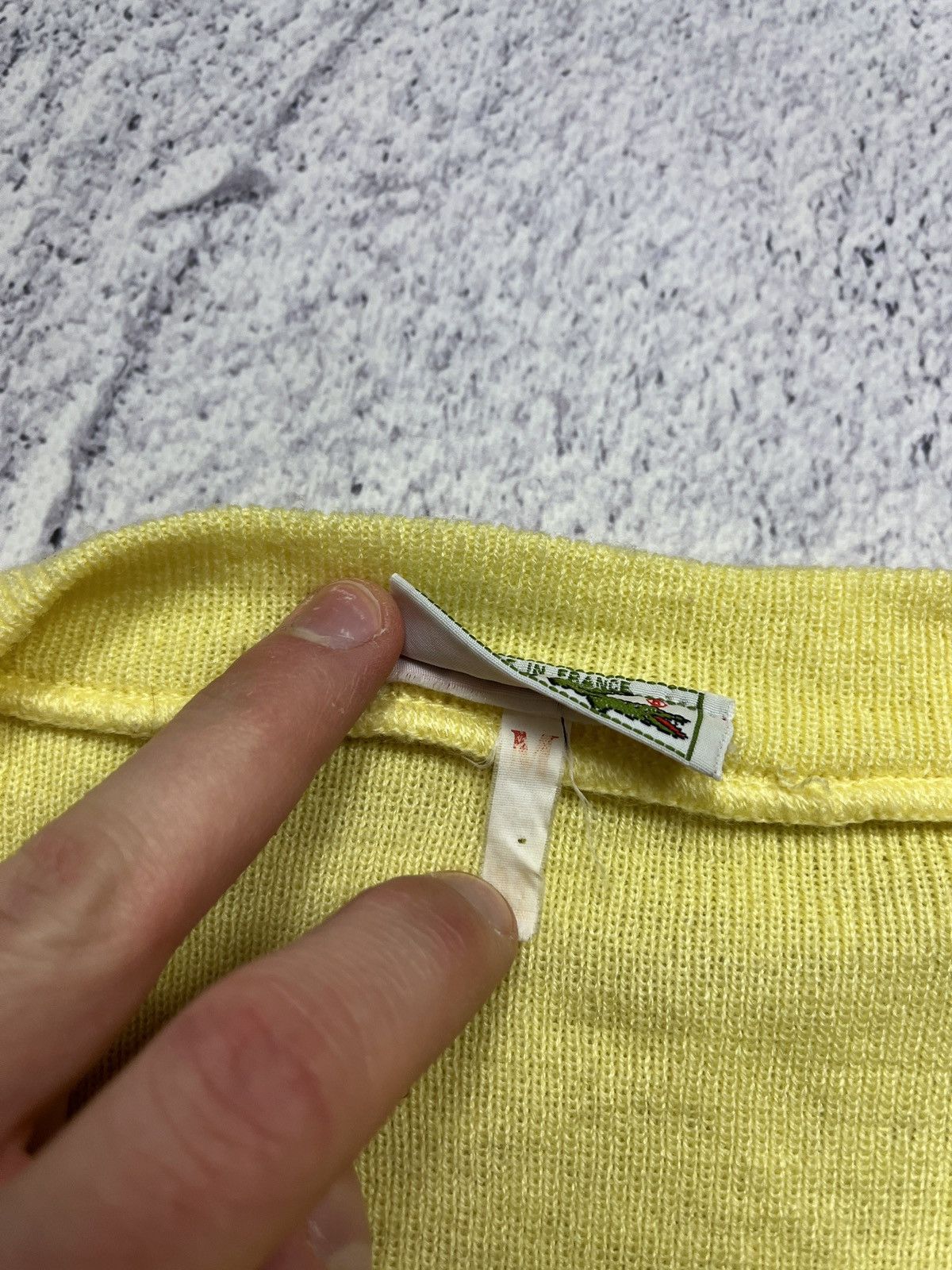 Lacoste × Vintage Vintage Chemise Lacoste Made in France Yellow V Neck Sweater Size US M / EU 48-50 / 2 - 10 Thumbnail