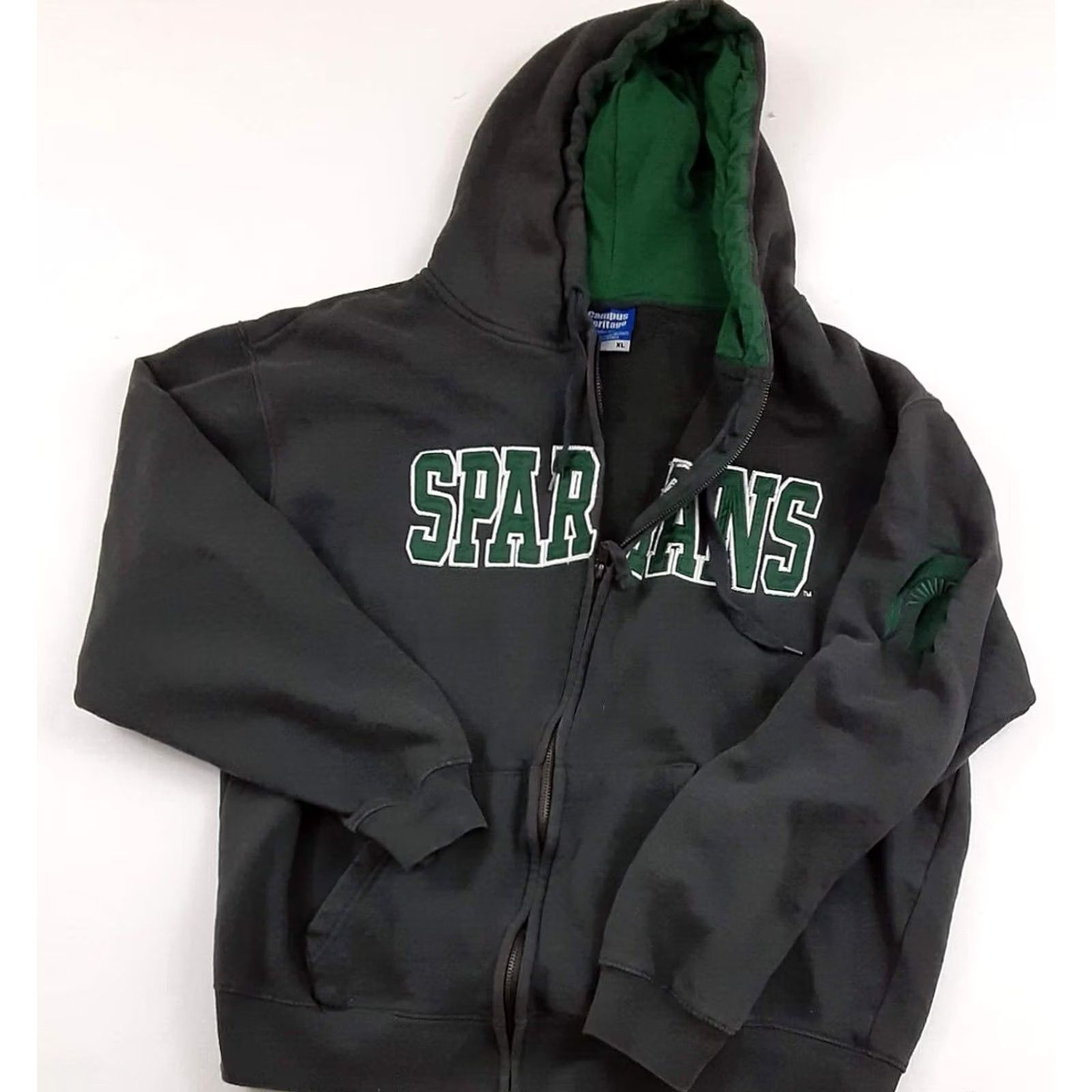 Vintage VINTAGE Michigan State Spartans Hooded Jacket XL stitched Letters Mens Full Zip Hooded 90s Black Campus Heritage Size US XL / EU 56 / 4 - 5 Thumbnail